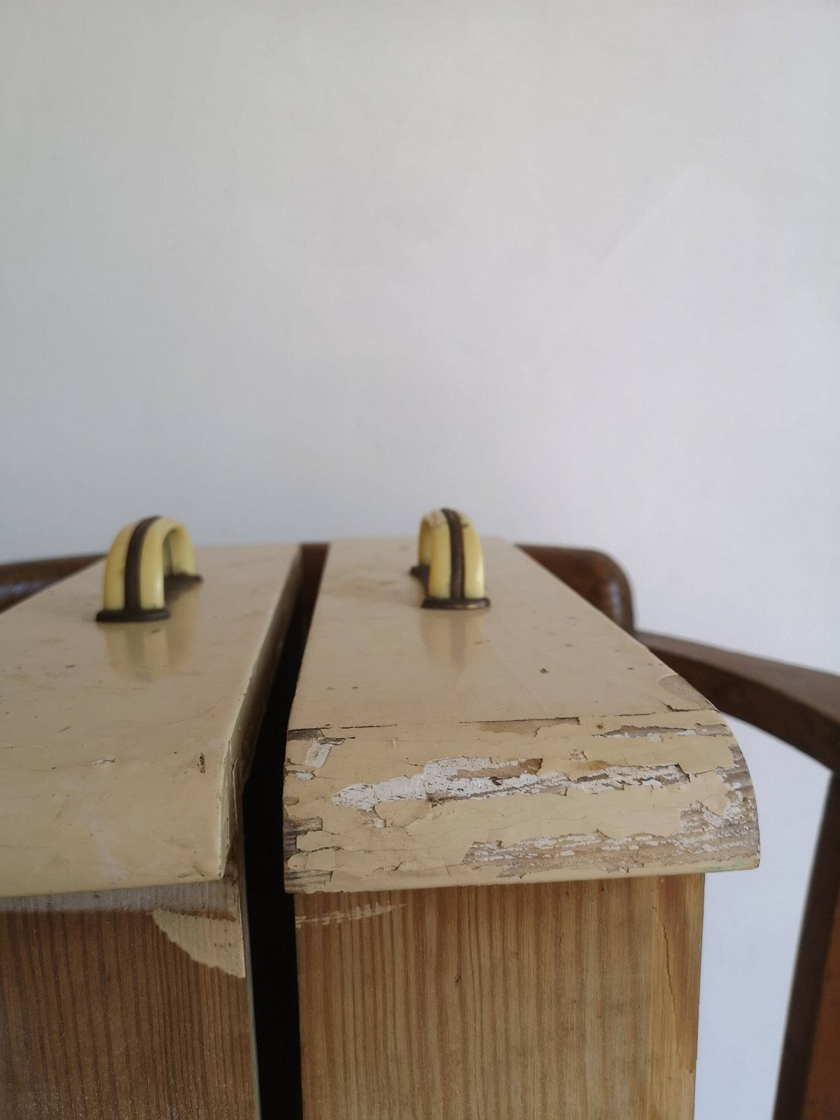 Rustic Cheerful Chippy Beech Draws C1940, Cream Chippy Painted Set Of 2 Reclaimed Wood. Use As Trays Or Storage, Desk Or Kitchen Tidy photo for sale