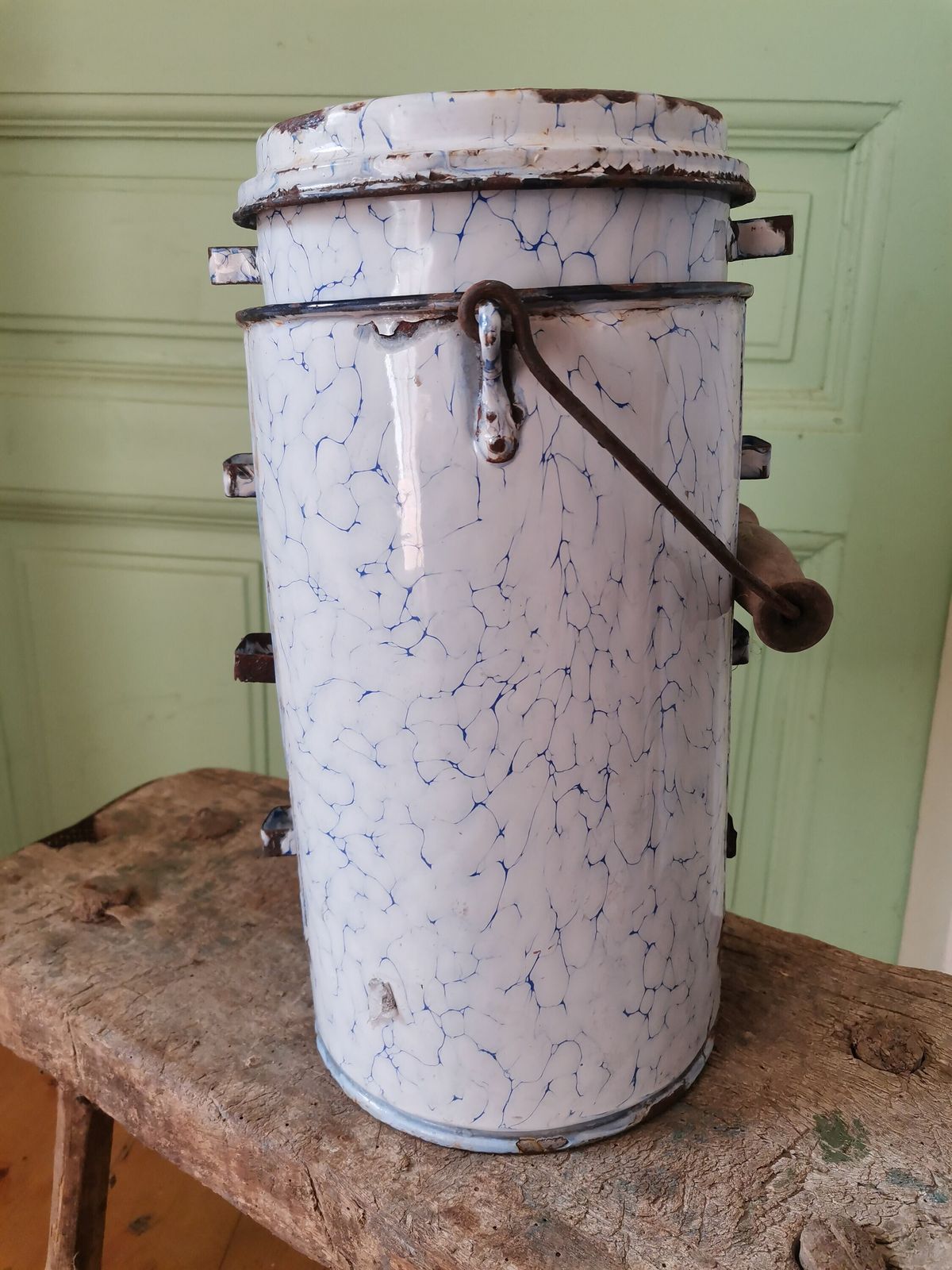 photo for sale 4 Container Tiffin Lunch Box Tin, Take Away Picnic Vintage Retro Food Carrier Snack Box, Storage Container Collectible Rare Vintage Decor