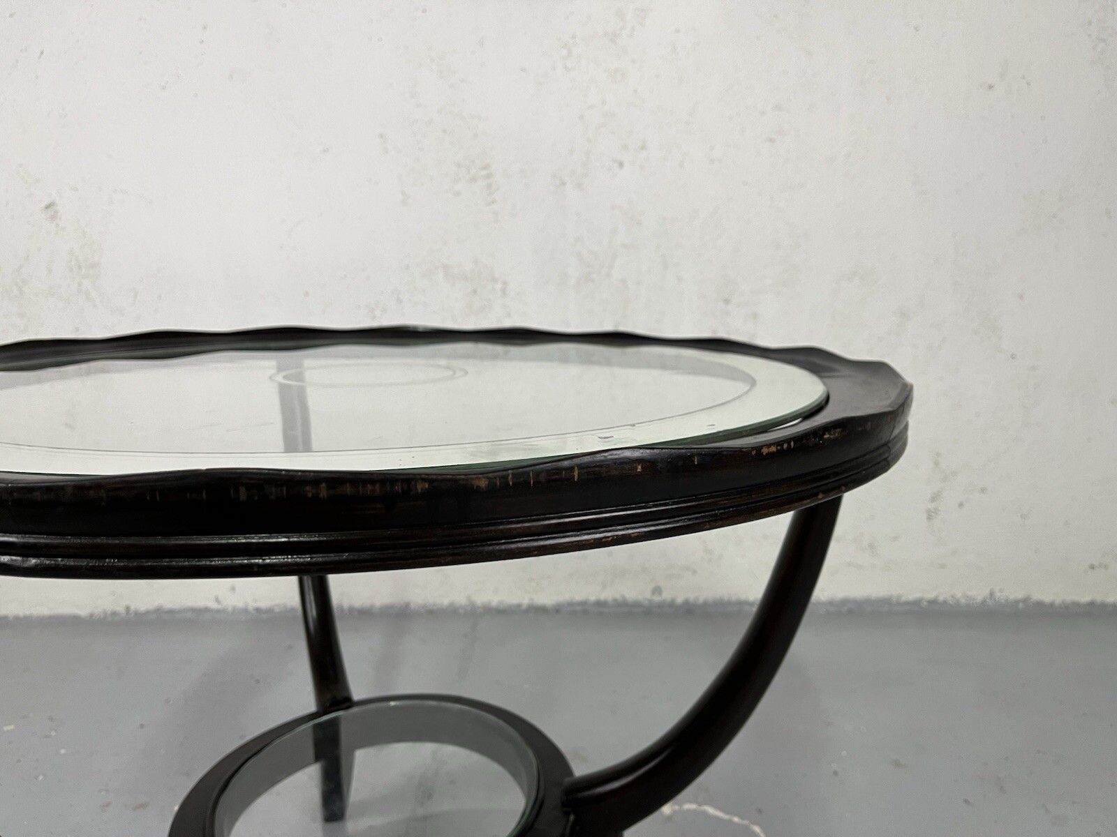 345.0 Paolo Buffa 1950’s Vintage Design Wooden Glass Coffee Table photo