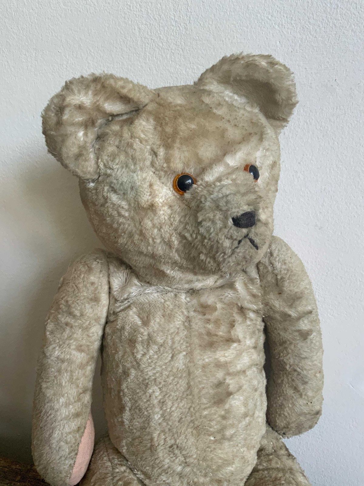 Antique Teddy Bear Cream Cute Semi Jointed Bear Sweet Orphaned Character Teddy Soft Toy, Collectible C1940 Handmade European Straw photo buy