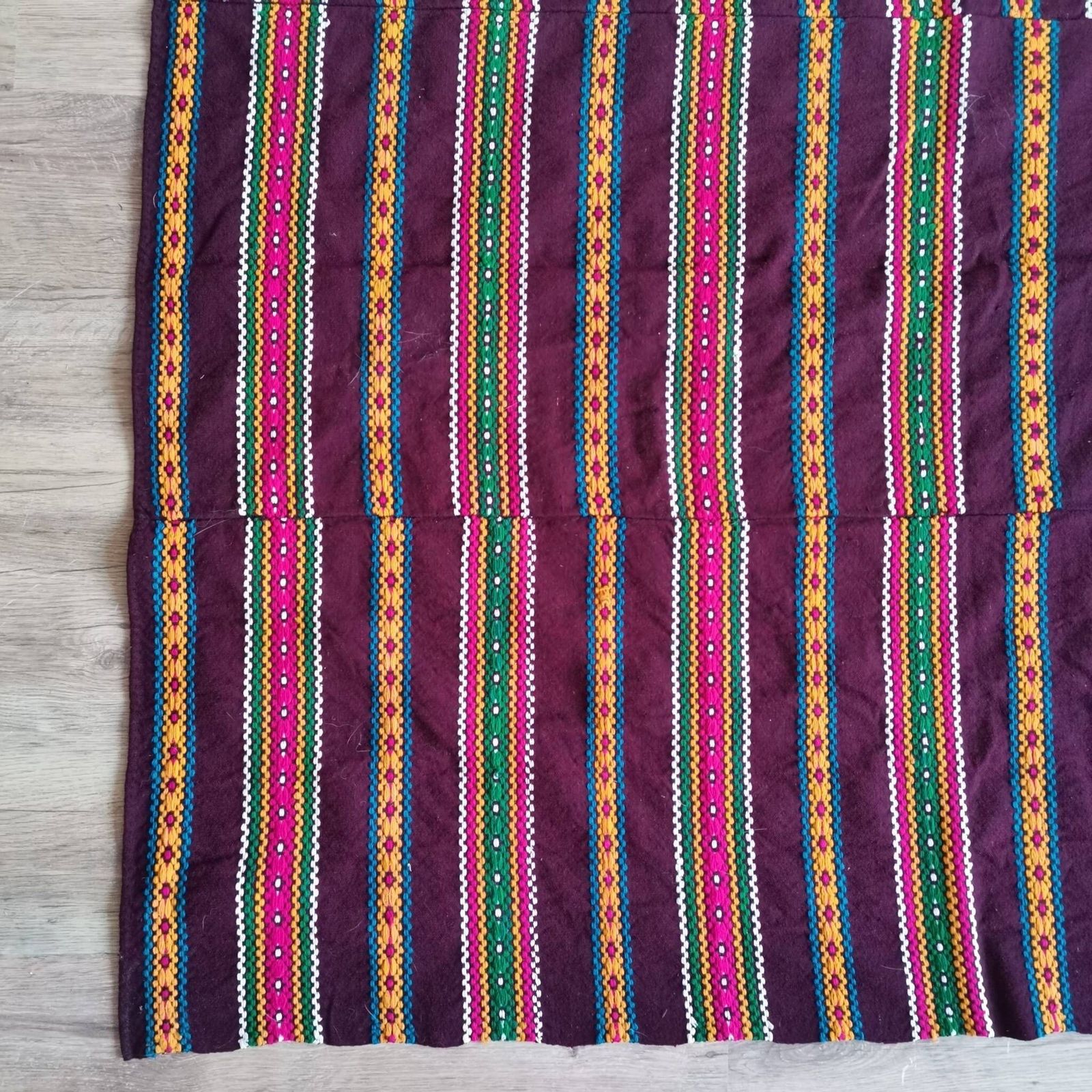 Big Wall Hanging Or Rug, Throw, Hungarian Hand Weaved 50's Folk Stitch Vintage Bold Bright Home Decor, Rich Colours, Brown, Red, Green photo Textiles