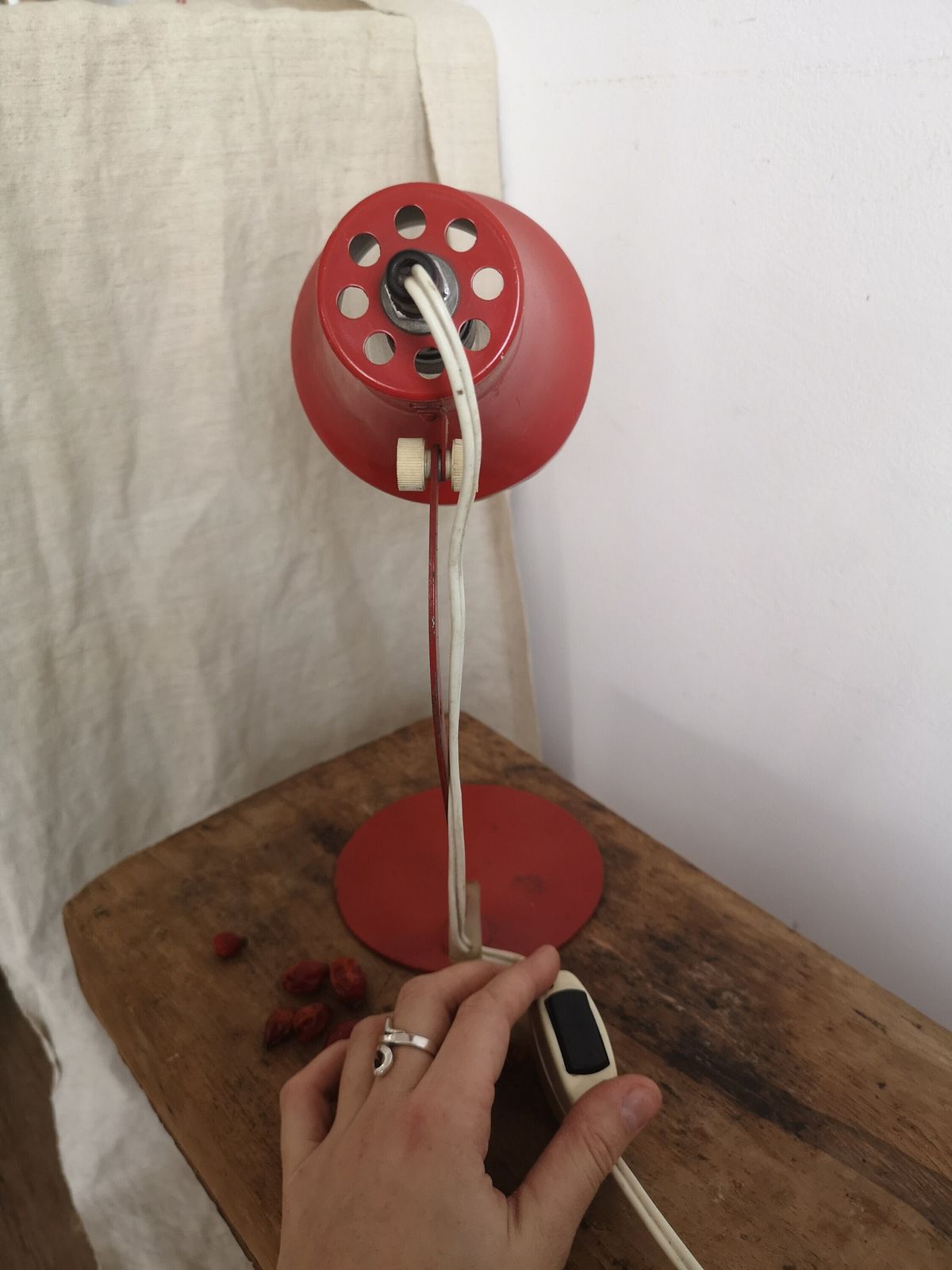 Bright Quirky Orange Mid Century Table Desk Lamp, Photo Studio Lighting, Circa 1960's & 70's, Vintage Retro Style Working And Wired photo Lighting
