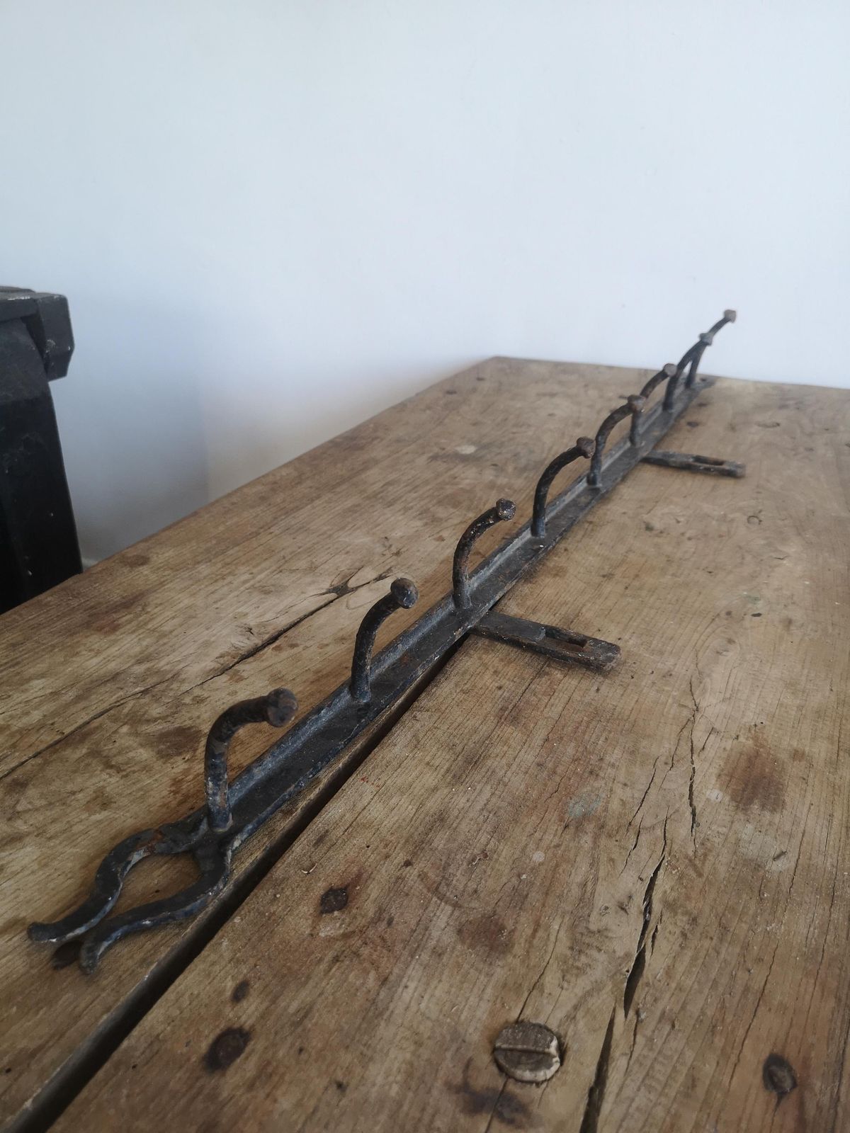 Strong Coat Hook Rustic Old And Metal High Patina Farm Barn Unique Hand Made Imperfect Shape, Wabi Sabi, Hats, Scarfs Hallway Decor photo 72.0
