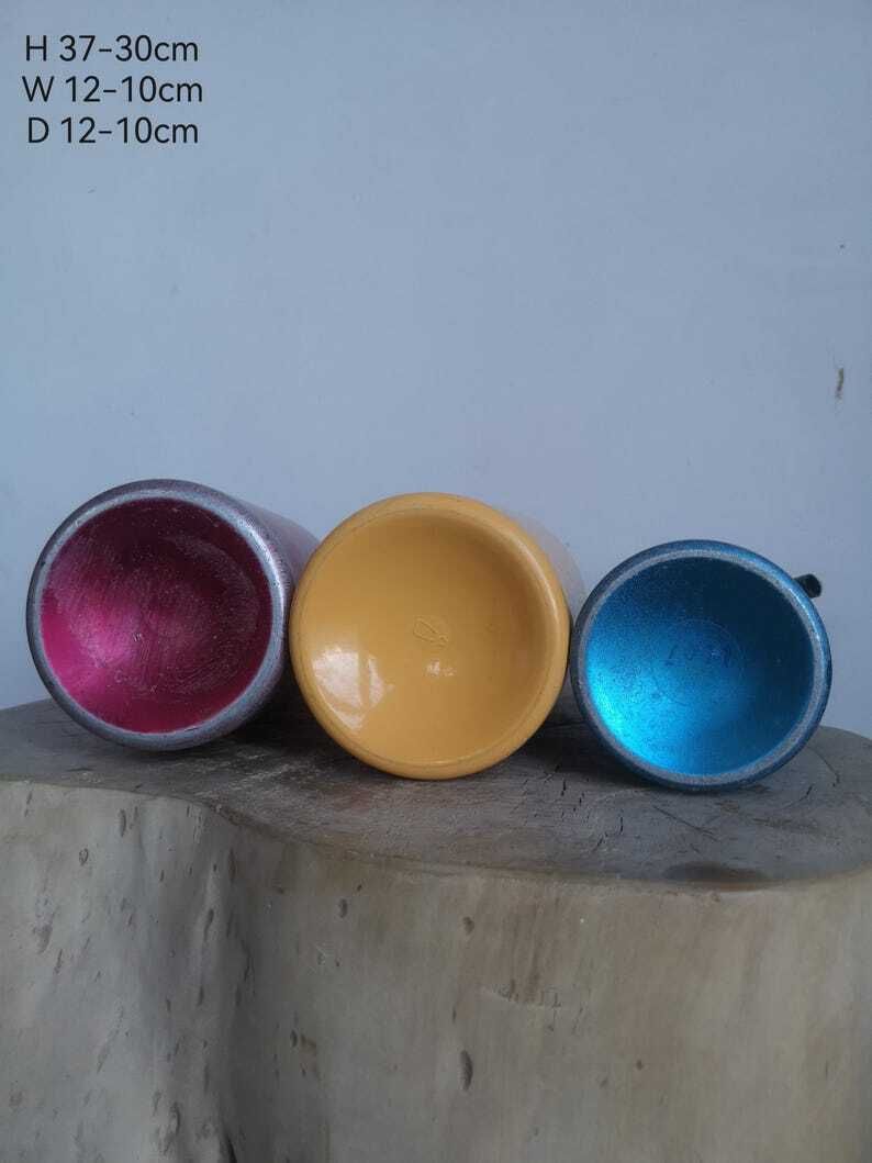 Bold Bright Seltzer Soda Bottles X 3 Rainbow Collection Blue, Pink, Yellow, Bar Kitchen Equipment Decor Siphon, Hungarian photo vinterior