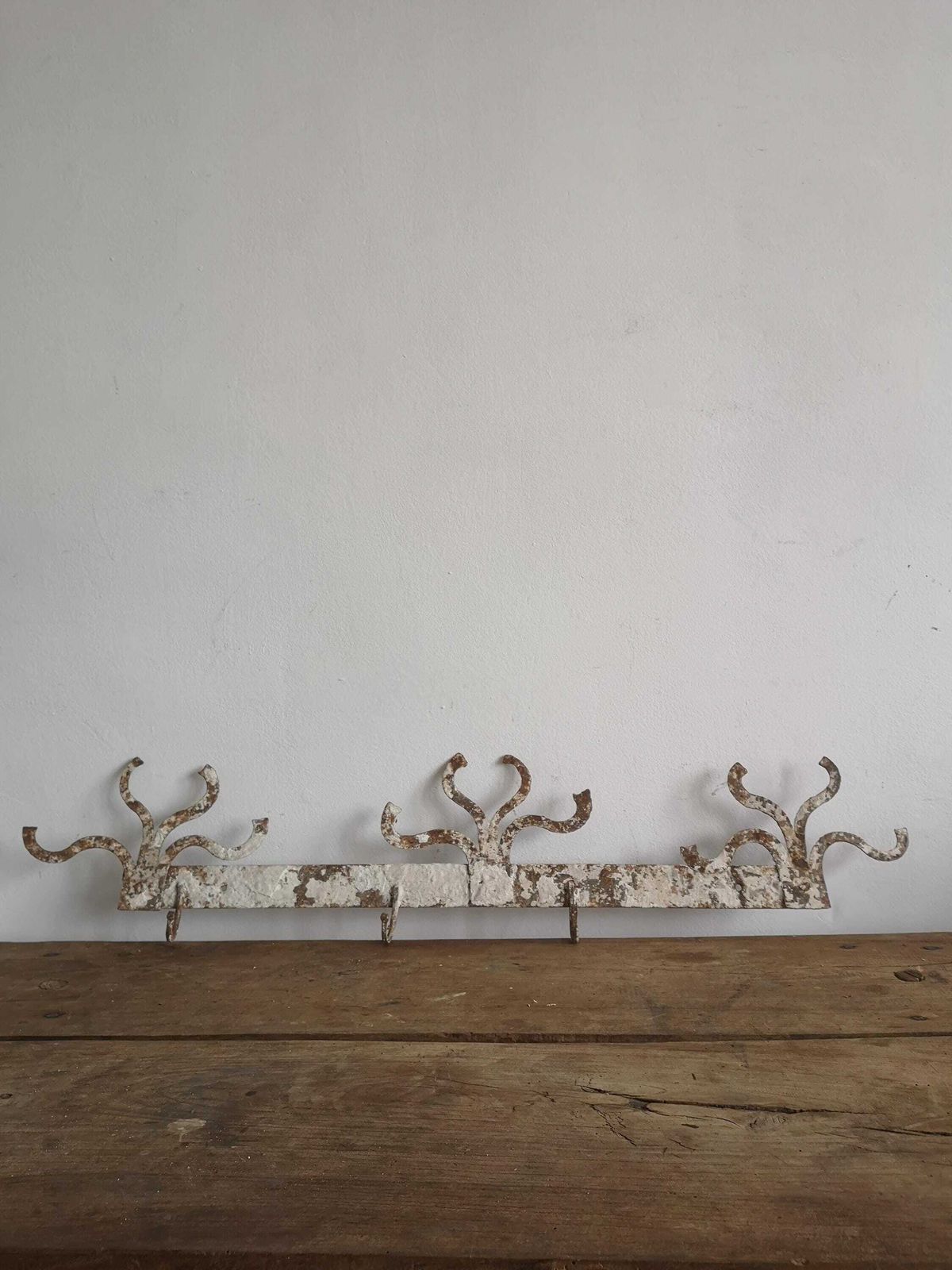 Old Strong Coat Hook Rustic And Metal High Patina Farm Barn Unique Hand Made Imperfect Shape, Wabi Sabi, Hats, Scarfs Hallwa