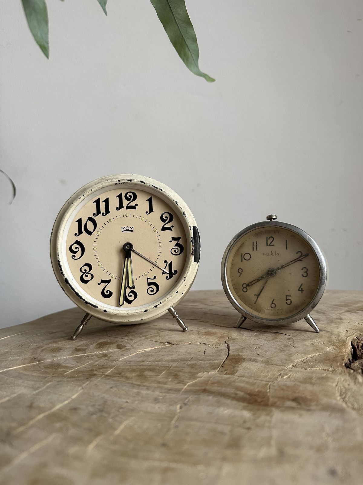 Vintage Clocks, Really Rustic Looking Old Time Pieces, Very Atmospheric, Nice Looking, European, Alarm Clock, Rusty, Prop, Parts, Gilt X 2