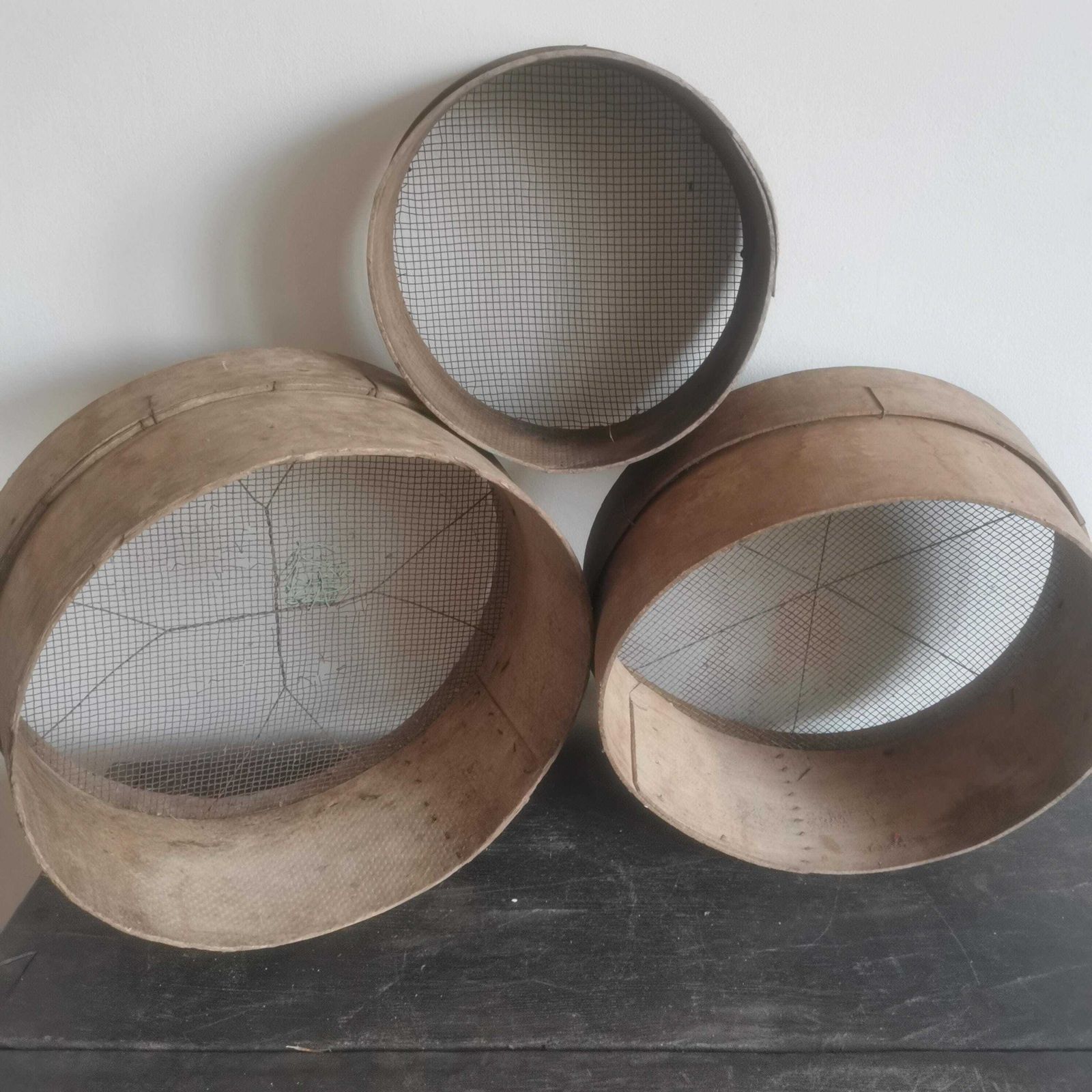 Bent Wood X 3 Sieves Antique Flour Or Seed Sifter Colander Baking Rustic Shabby Kitchen Restaurant Decorative Sifter Farm House Bread photo buy