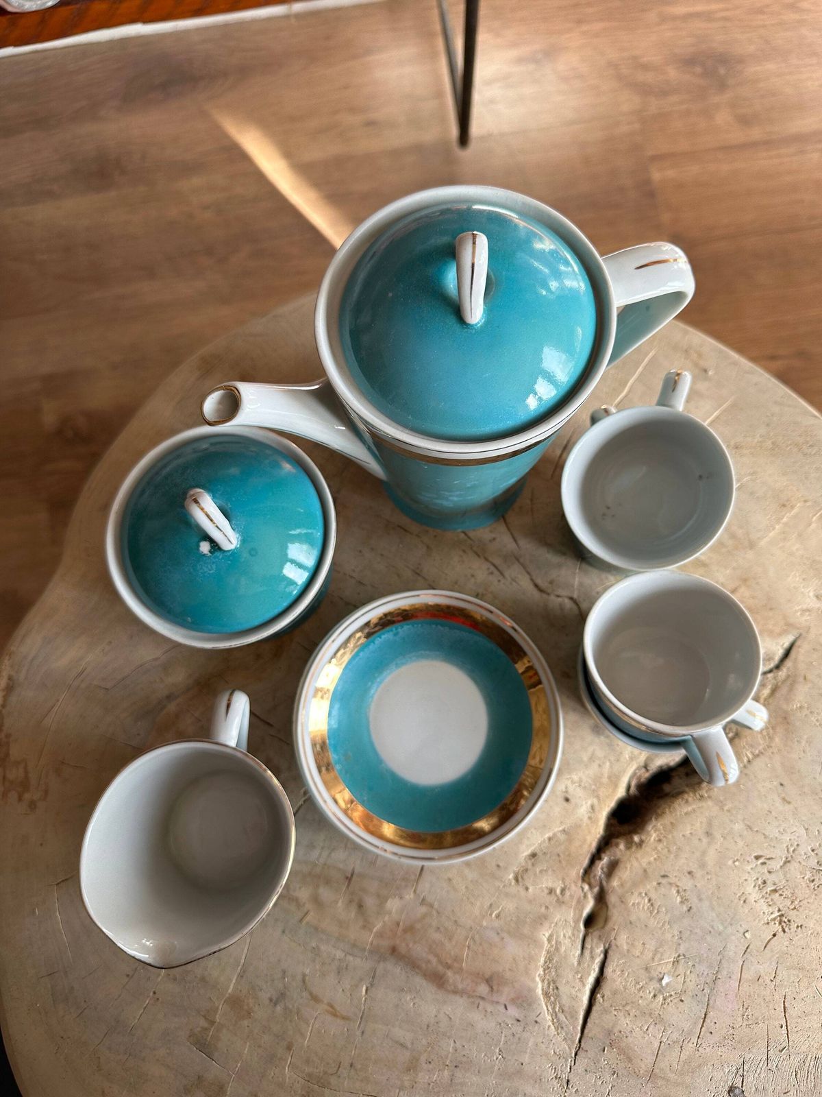 Coffee Set Cups Rare Hollohaza Hungarian Gold Rimmed Coffee Cups Set Fine Porcelain, Collection 11 Piece Set Turquoise Hungarian Colourful photo furniture