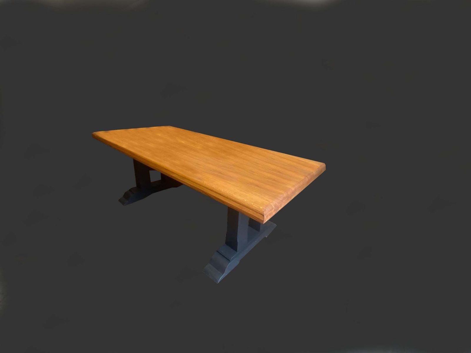 French Solid Oak Dining Kitchen Family Table, Office Furniture Hand Painted Refurbished photo for sale