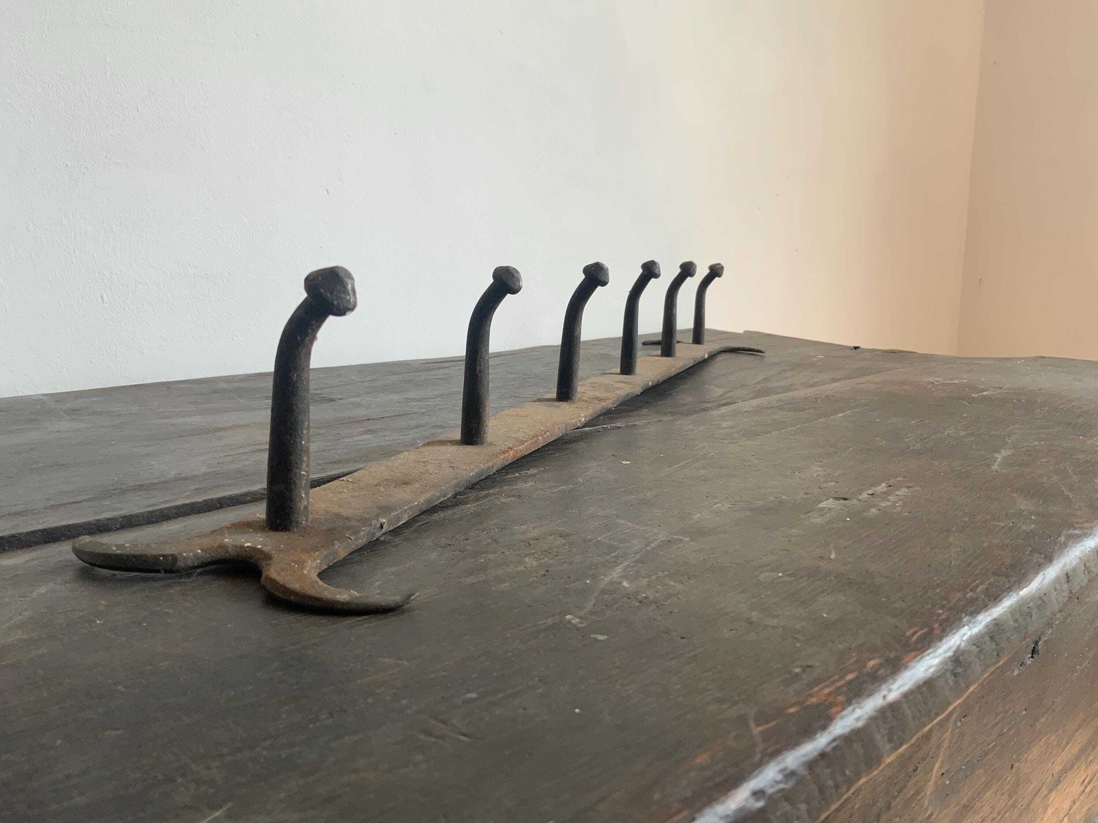 Iron Wall Mounted Coat Hooks Original And Unique, Central European Design Rustic Decor, Strong Metal Barn Homestead Style, Robust, Strong photo vinterior