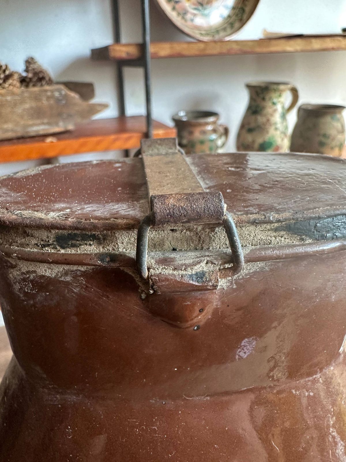 Rare 1940s Hungarian Military Enamel Canteen  Unique Chocolate Brown Flask, Collectible Memorabilia, Water Pitcher, Great Design. Gift Idea photo furniture
