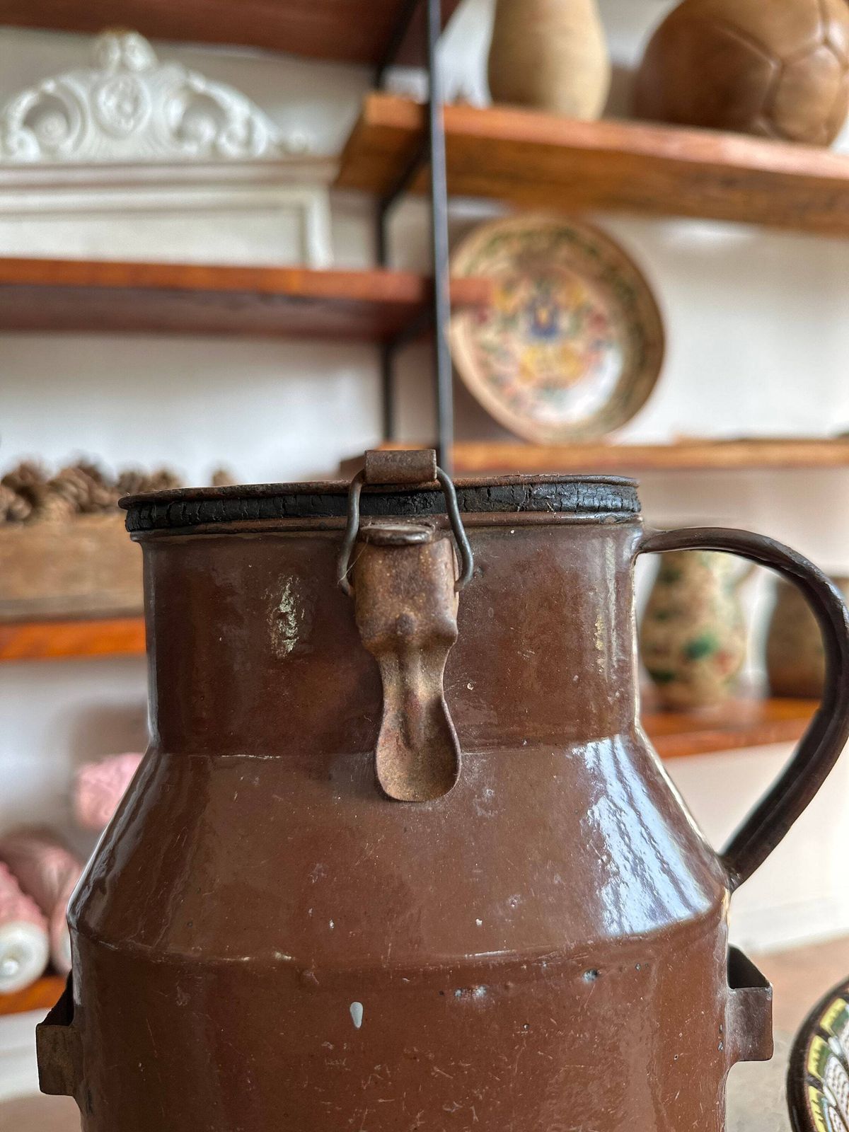 Rare 1940s Hungarian Military Enamel Canteen  Unique Chocolate Brown Flask, Collectible Memorabilia, Water Pitcher, Great Design. Gift Idea photo for sale