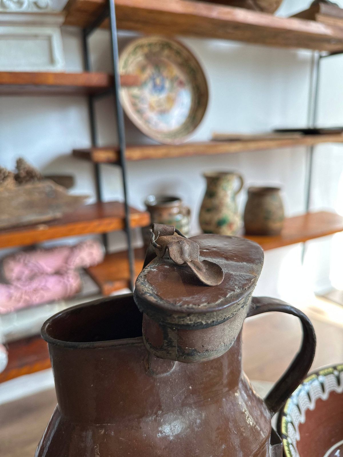 Rare 1940s Hungarian Military Enamel Canteen  Unique Chocolate Brown Flask, Collectible Memorabilia, Water Pitcher, Great Design. Gift Idea photo 76.0