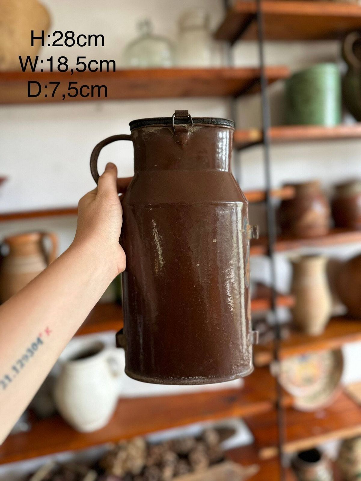 Rare 1940s Hungarian Military Enamel Canteen  Unique Chocolate Brown Flask, Collectible Memorabilia, Water Pitcher, Great Design. Gift Idea photo buy