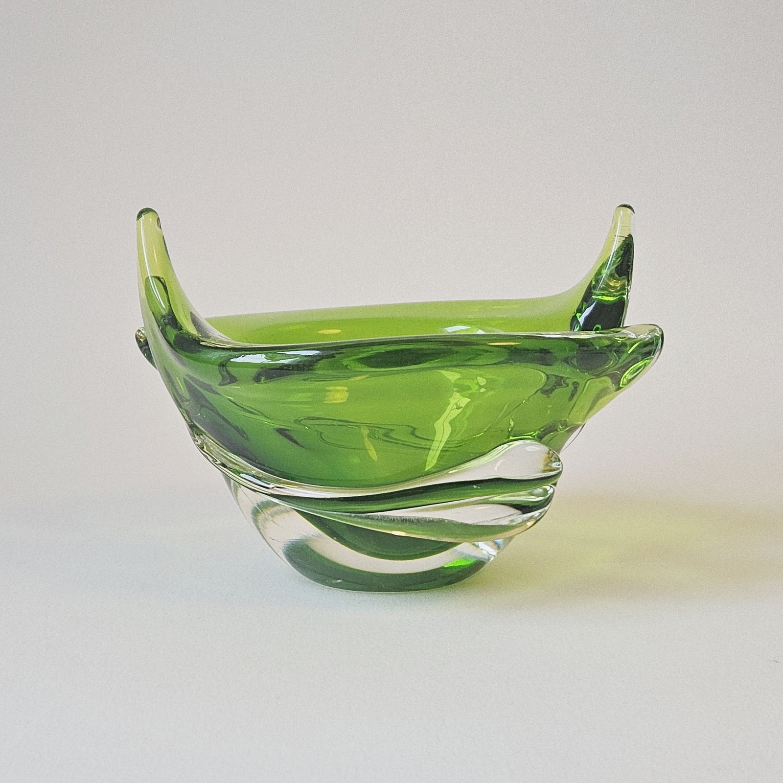 Green Mid Century Surrealist Style Ashtray photo vintage