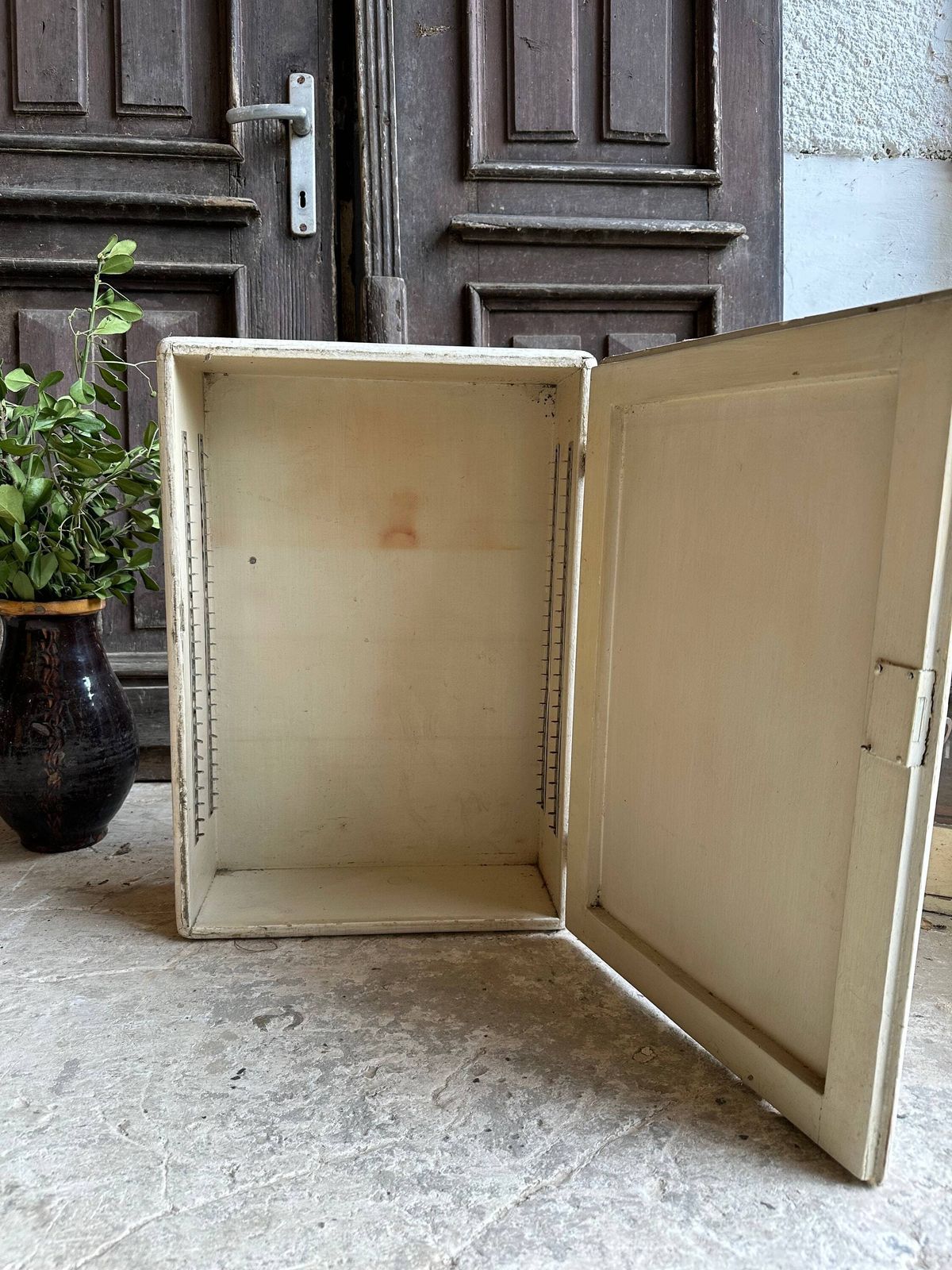 Wooden Shabby Apothecary Bathroom Medical Cabinet Small Jewelry Box Mini Chest Herb Cupboard Tea White Chippy Hand Made Primitive photo for sale