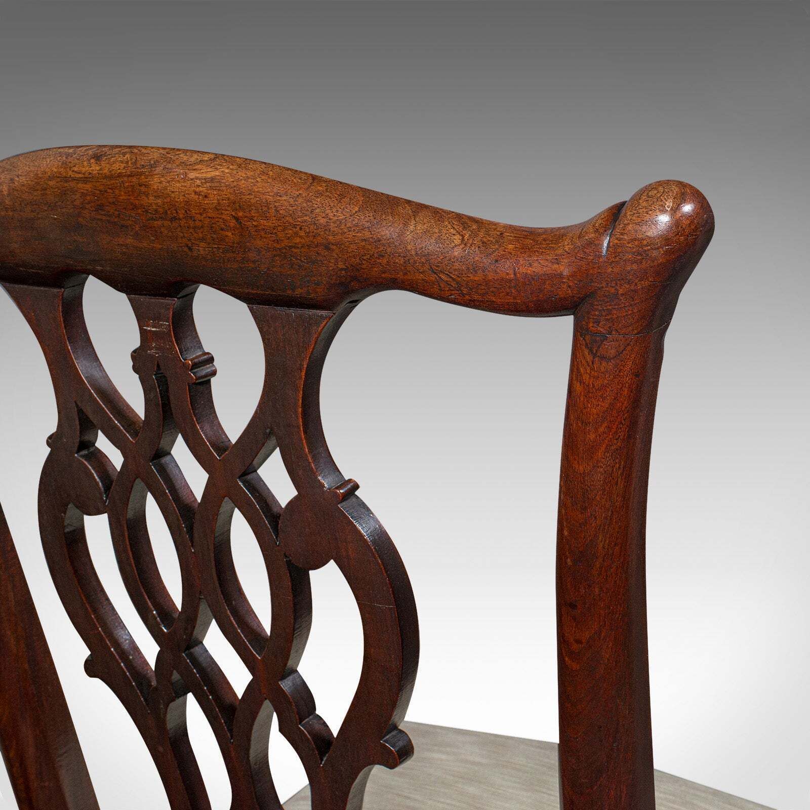 Furniture 4 Antique Dining Room Chairs, English, Seat, After Chippendale, Georgian, C.1800 photo