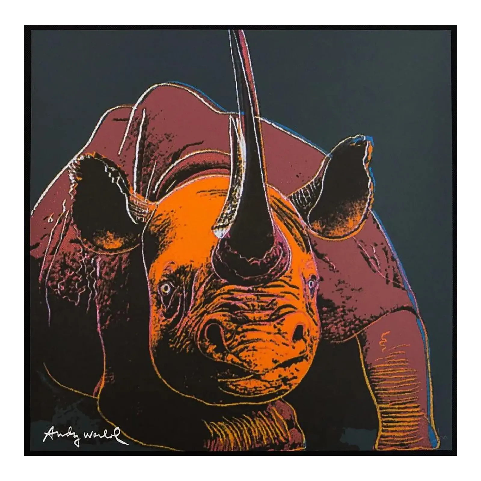 1986 Carnegie Museum Of Art Naar Andy Warhol "Black Rhinoceros" Lithografie