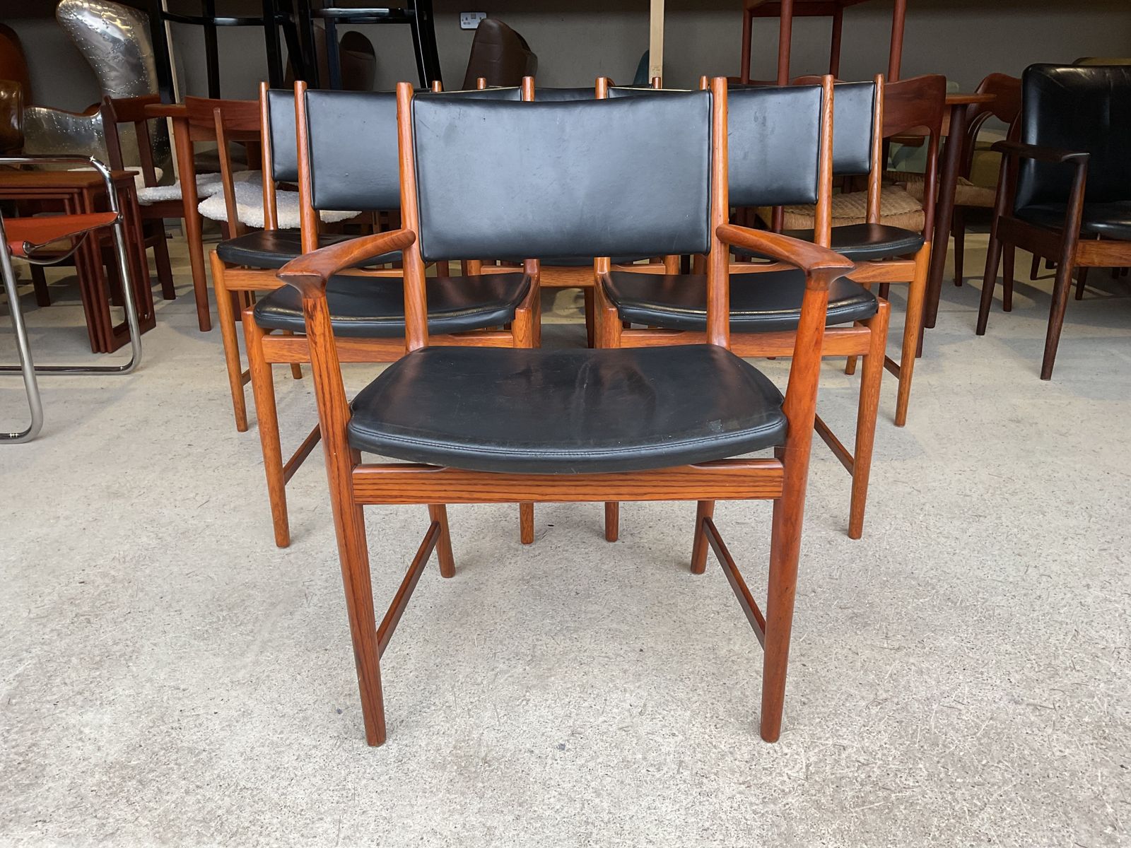 photo buy Kai Lyngfeldt Larsen Danish Dining Chairs Set Of 6 In Mid Century Style