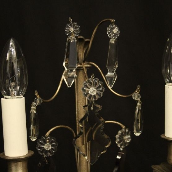 photo for sale French Pair Of Silvered Twin Light Candelabra