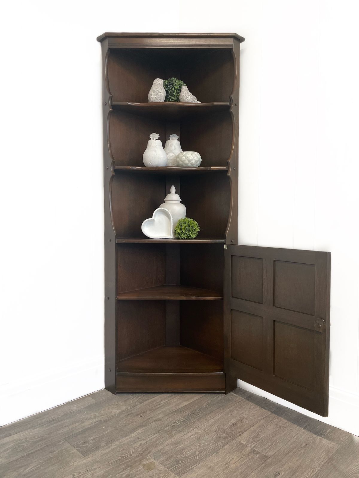 Ercol Colonial  Dark Wood Corner Cabinet Unit photo 295.0