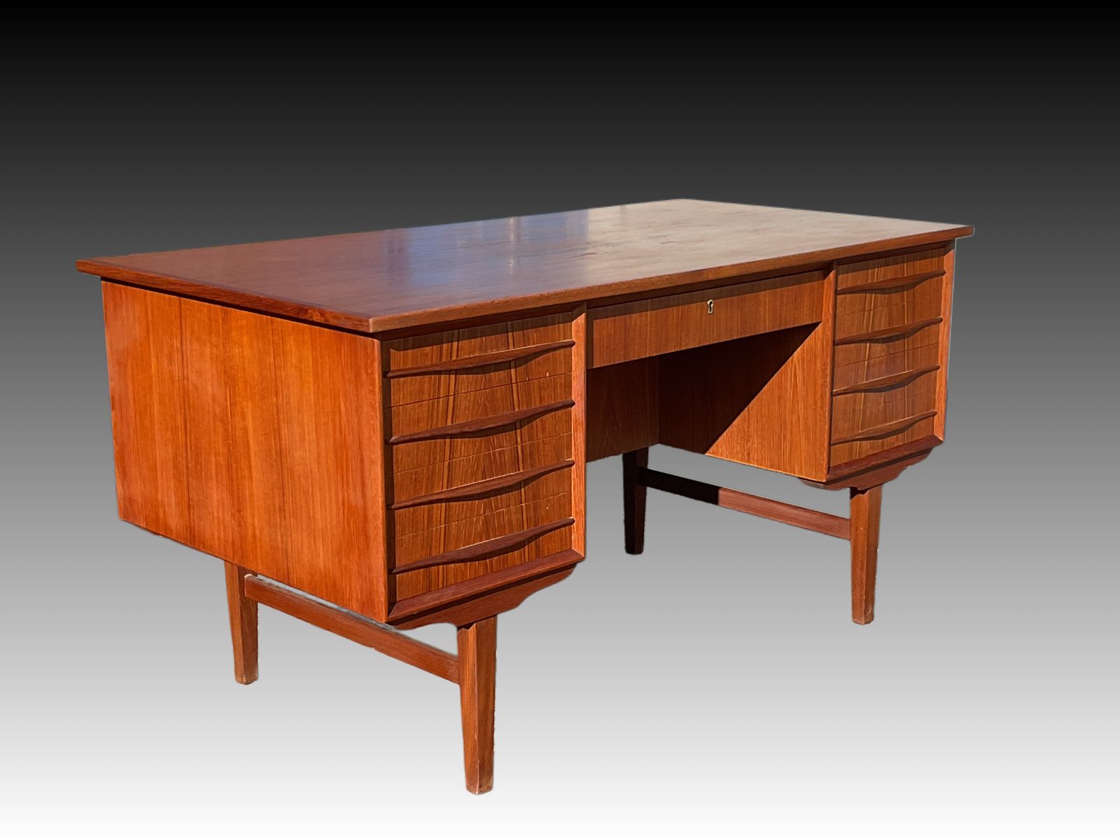 Danish Teak Pedistal Desk In Mid Century Design 1970s photo for sale