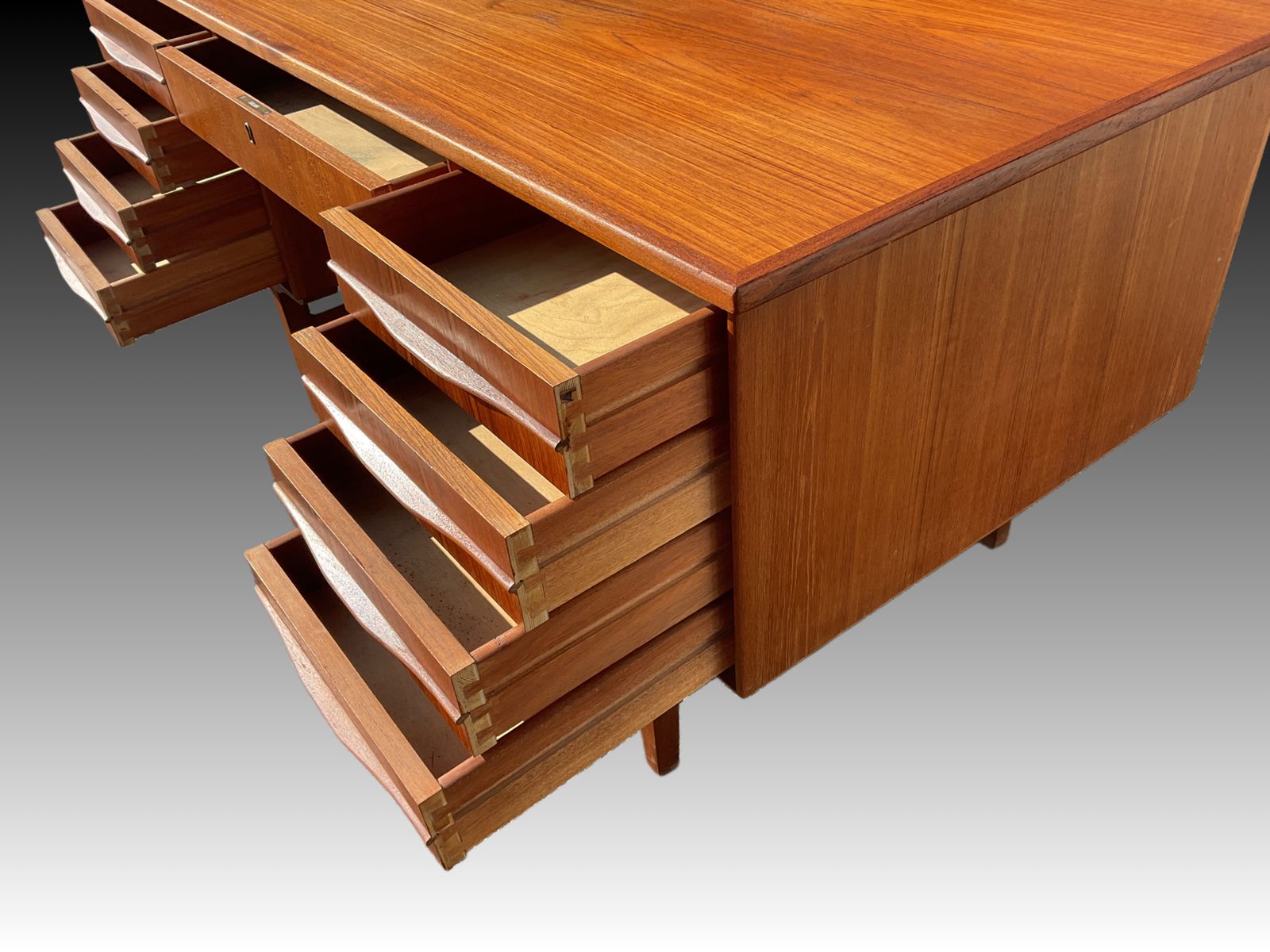 Furniture Danish Teak Pedistal Desk In Mid Century Design 1970s photo