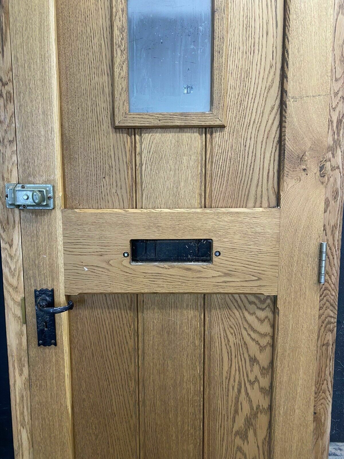 Heavy Solid Oak Front Door +Frame Reclaimed Bespoke Hardwood Glazed Arts Crafts photo vintage