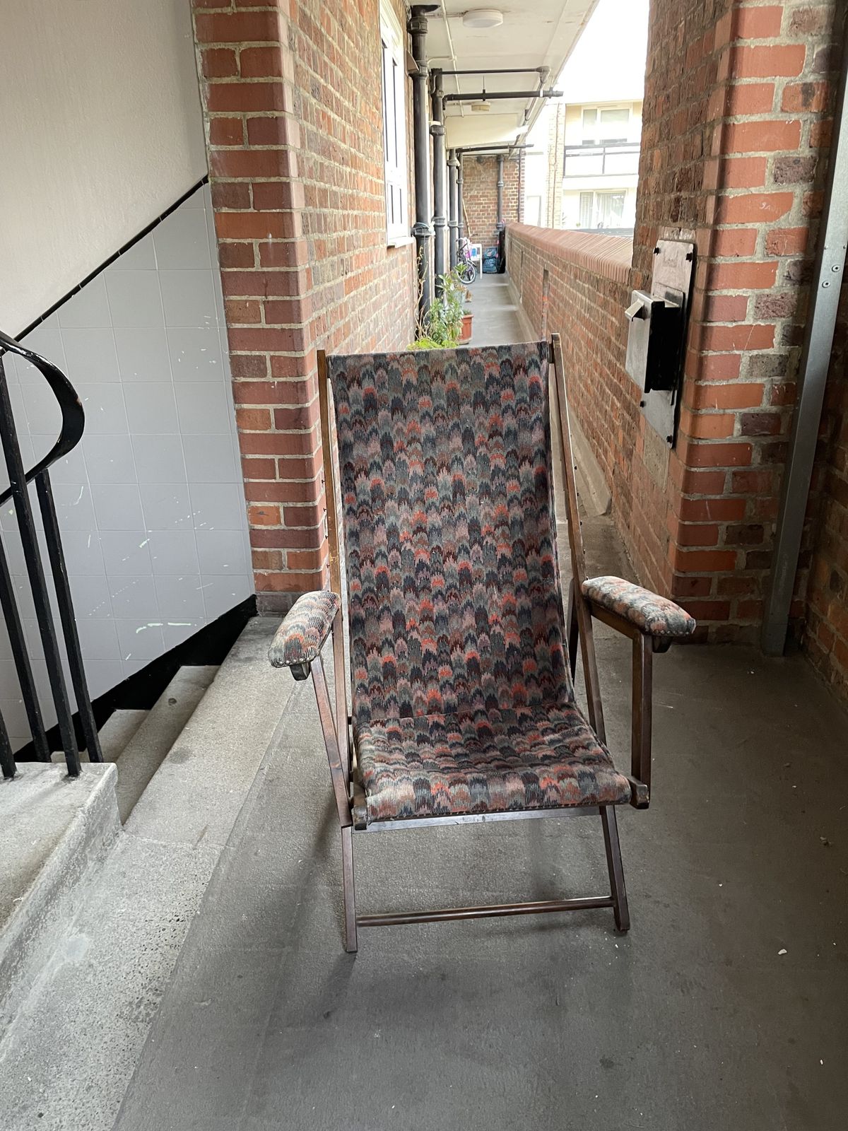 Vintage Deck Chair With Velvet Seat And Arm Bolsters photo Furniture