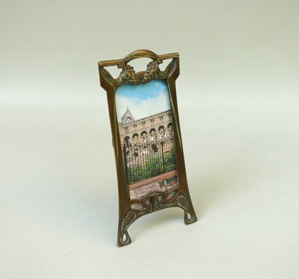Art Nouveau Patinated Bronze Floral Picture Frame With Vine Panicles, France, 1890s photo furniture
