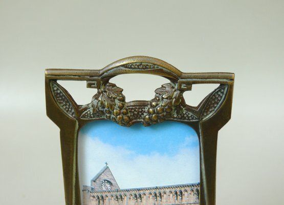 Art Nouveau Patinated Bronze Floral Picture Frame With Vine Panicles, France, 1890s photo vinterior