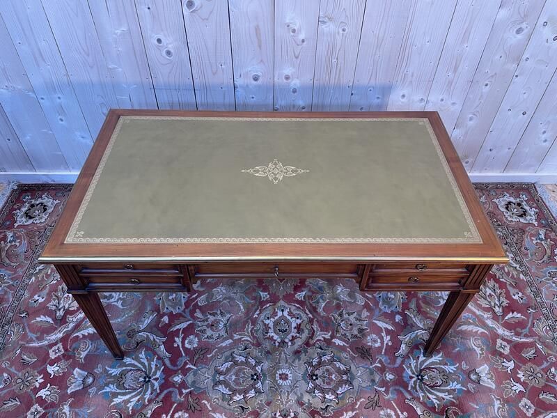Bureau De Style Louis XVI En Merisier Et Cuir Vert photo Furniture