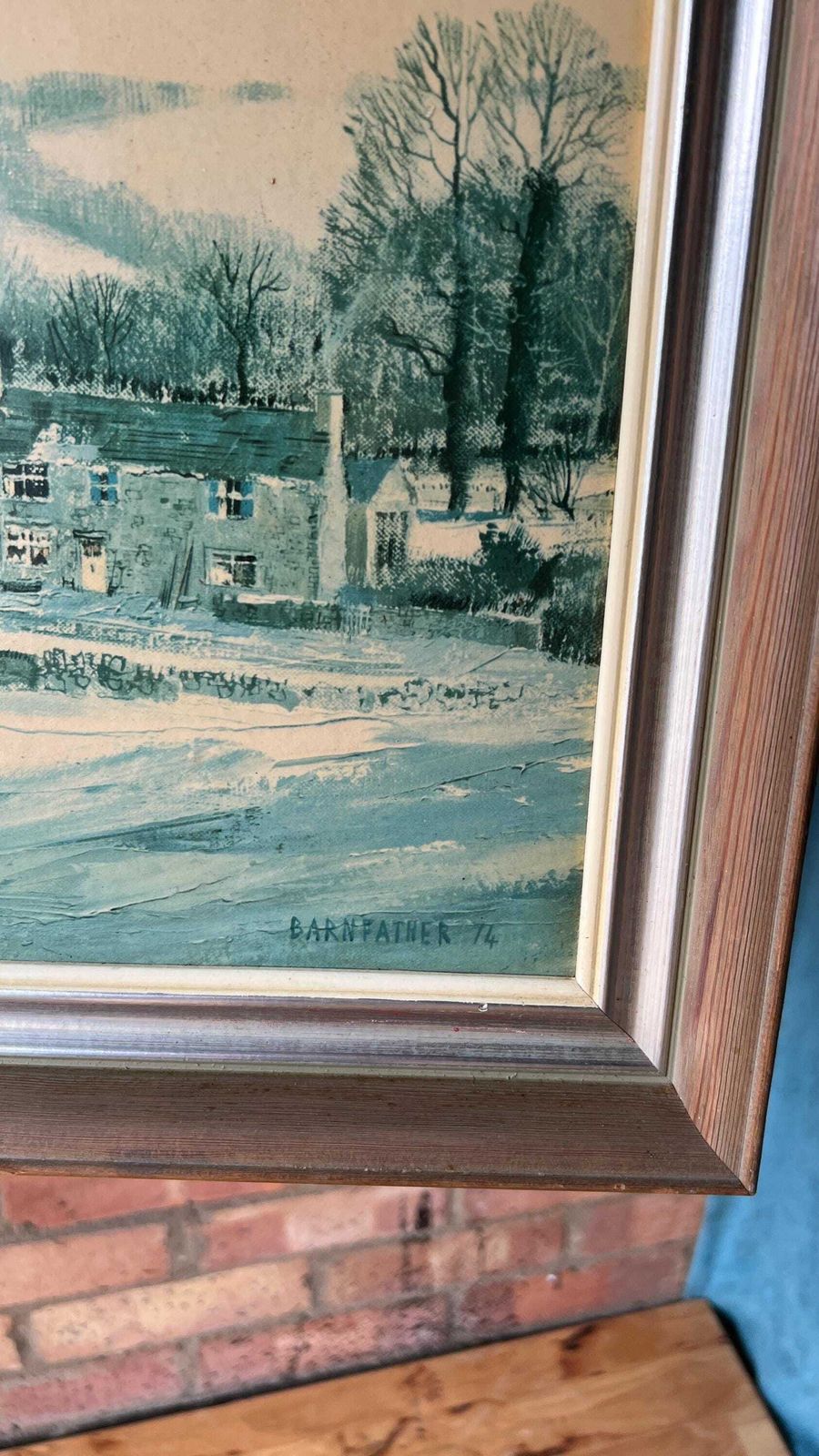 Extra Large Framed Reproduction Of 'Testing The Ice, Monyash Village' By M. D. Barnfather photo buy