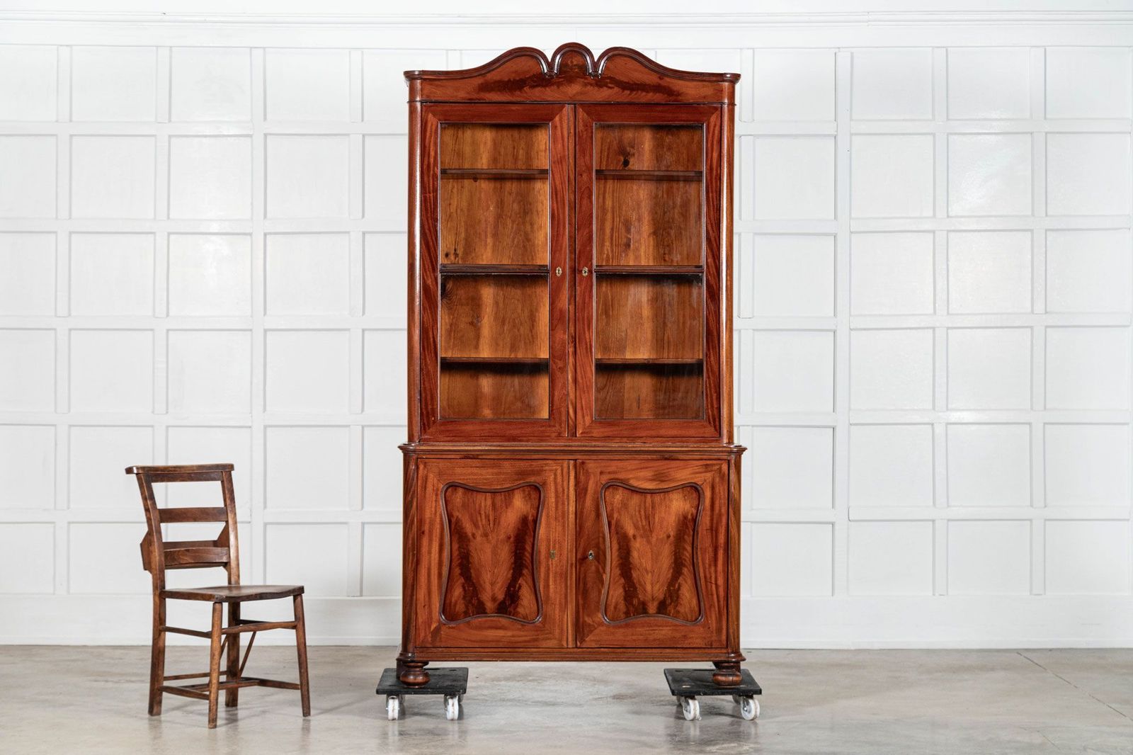 19thc French Flame Mahogany Glazed Bookcase photo Furniture