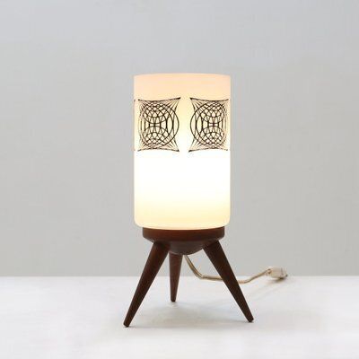 Mid Century Modern French Table Lamp With Opaline Glass Shade, 1960s photo Lighting