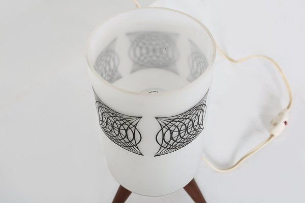 Mid Century Modern French Table Lamp With Opaline Glass Shade, 1960s photo vinterior
