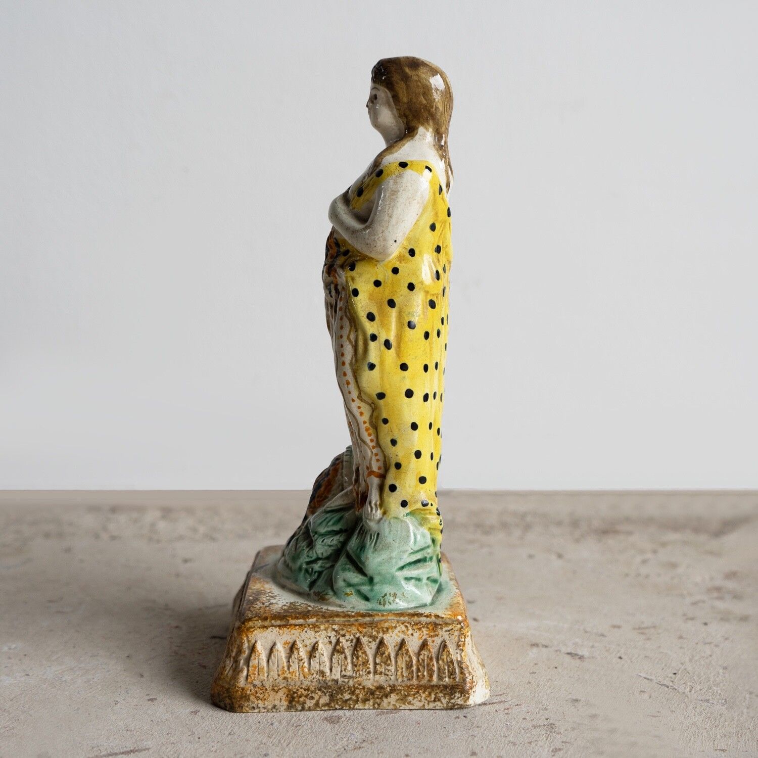 Antique Georgian Prattware Pottery Figure, Flora The Goddess Of Spring, C. 1800 photo vinterior
