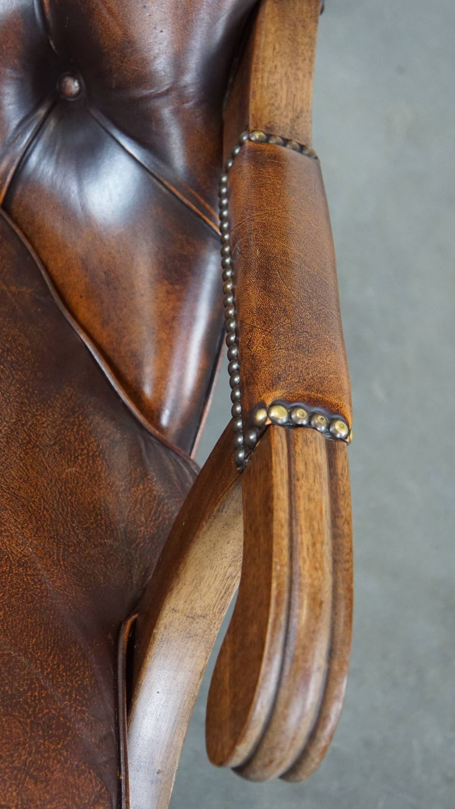 Comfortable And Classic, Beautifully Colored English Cow Leather Chesterfield Armchair photo buy
