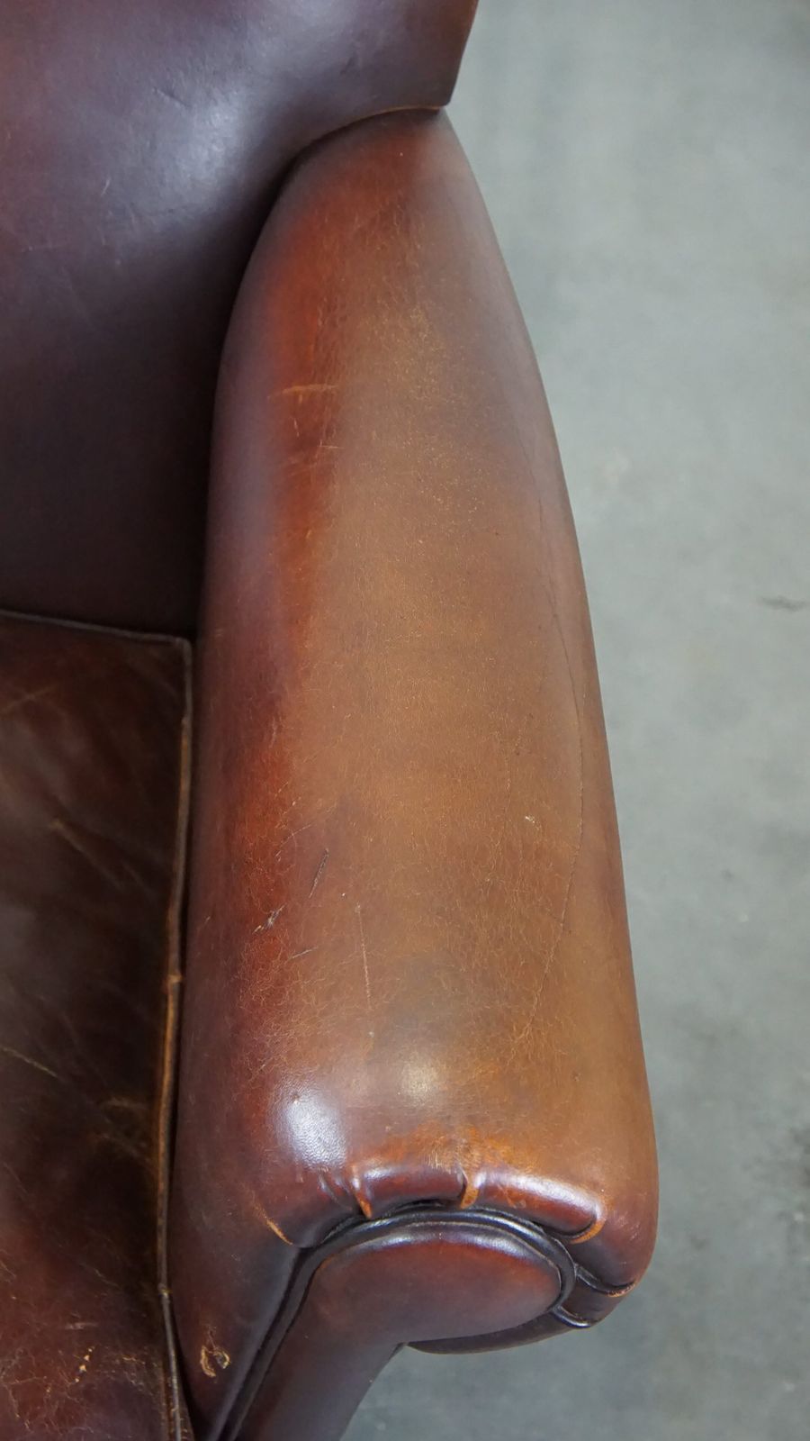 Sleekly Finished Armchair Made Of Sheepskin photo vintage