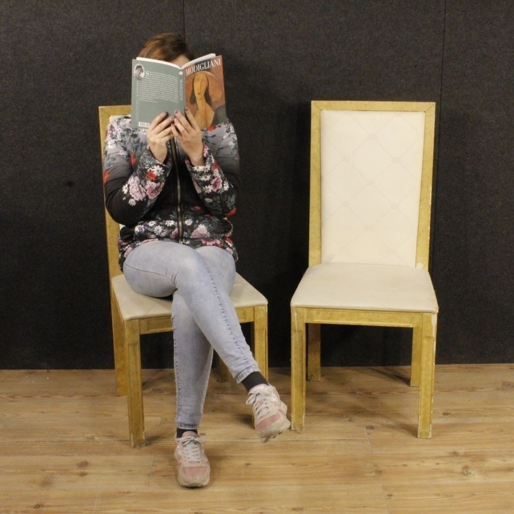 8 Lacquered And Painted Italian Chairs From 20th Century photo for sale