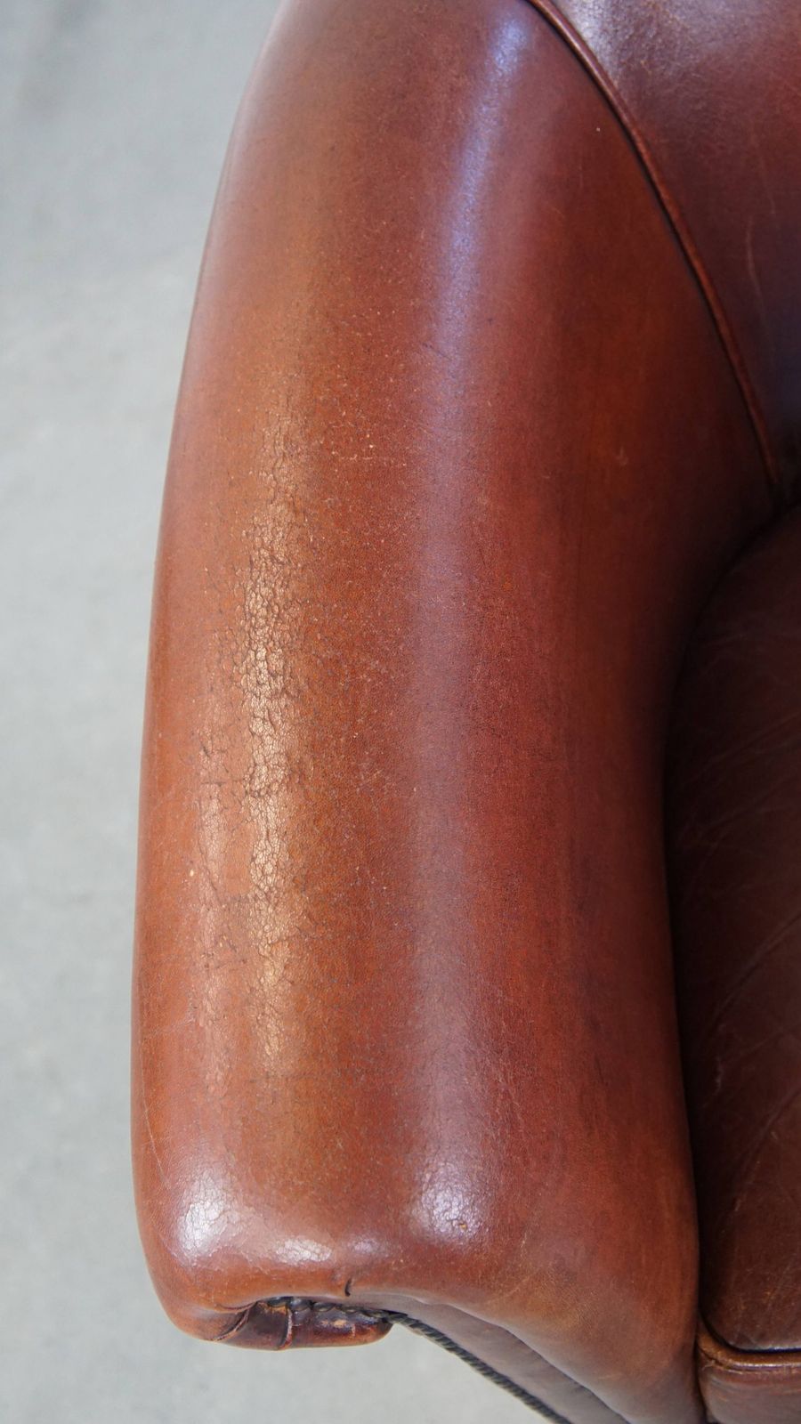 Comfortable Vintage Sheepskin Club Chair In English Style With A Beautiful Patina photo buy