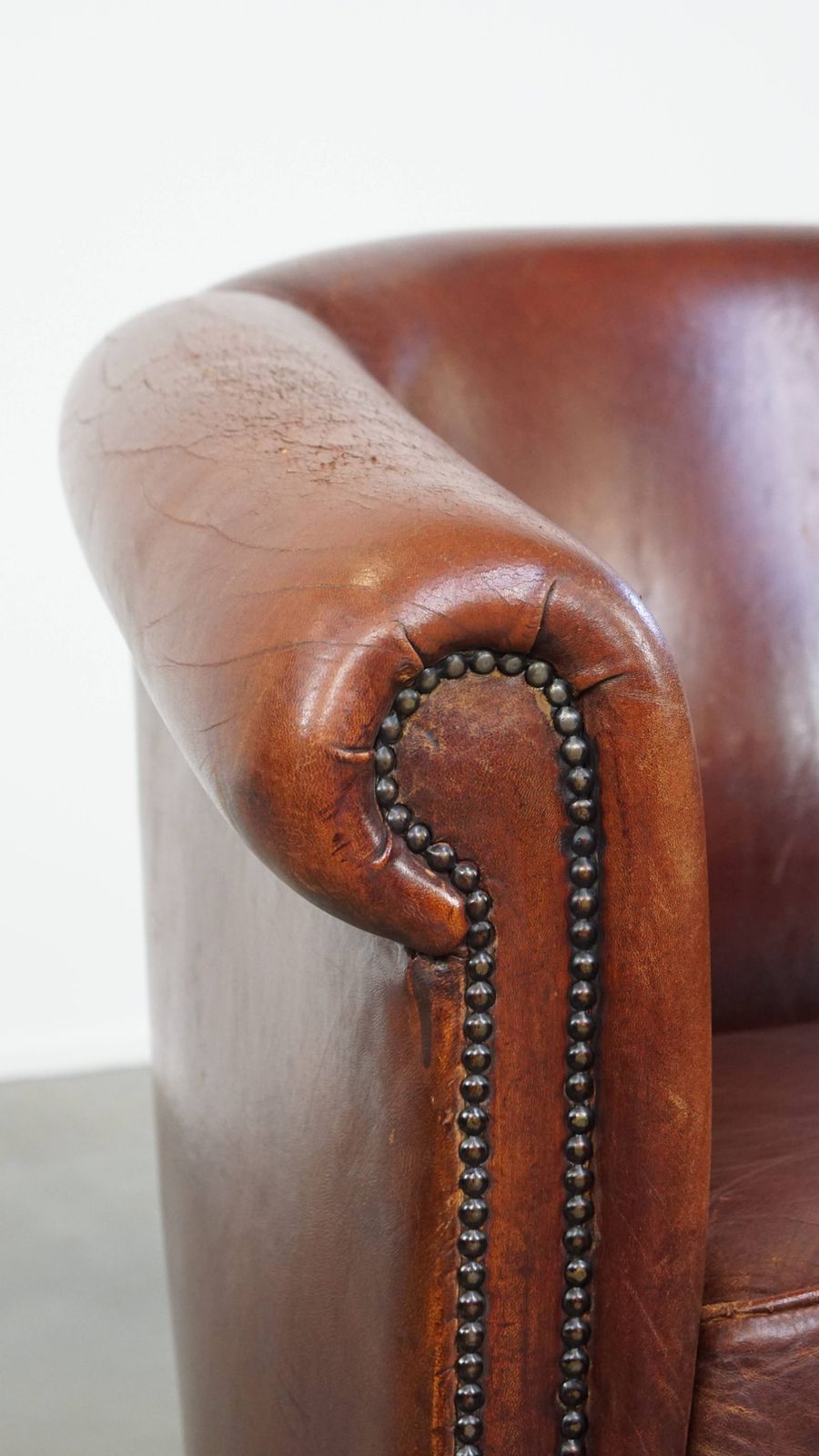 photo for sale Comfortable Vintage Sheepskin Club Chair In English Style With A Beautiful Patina