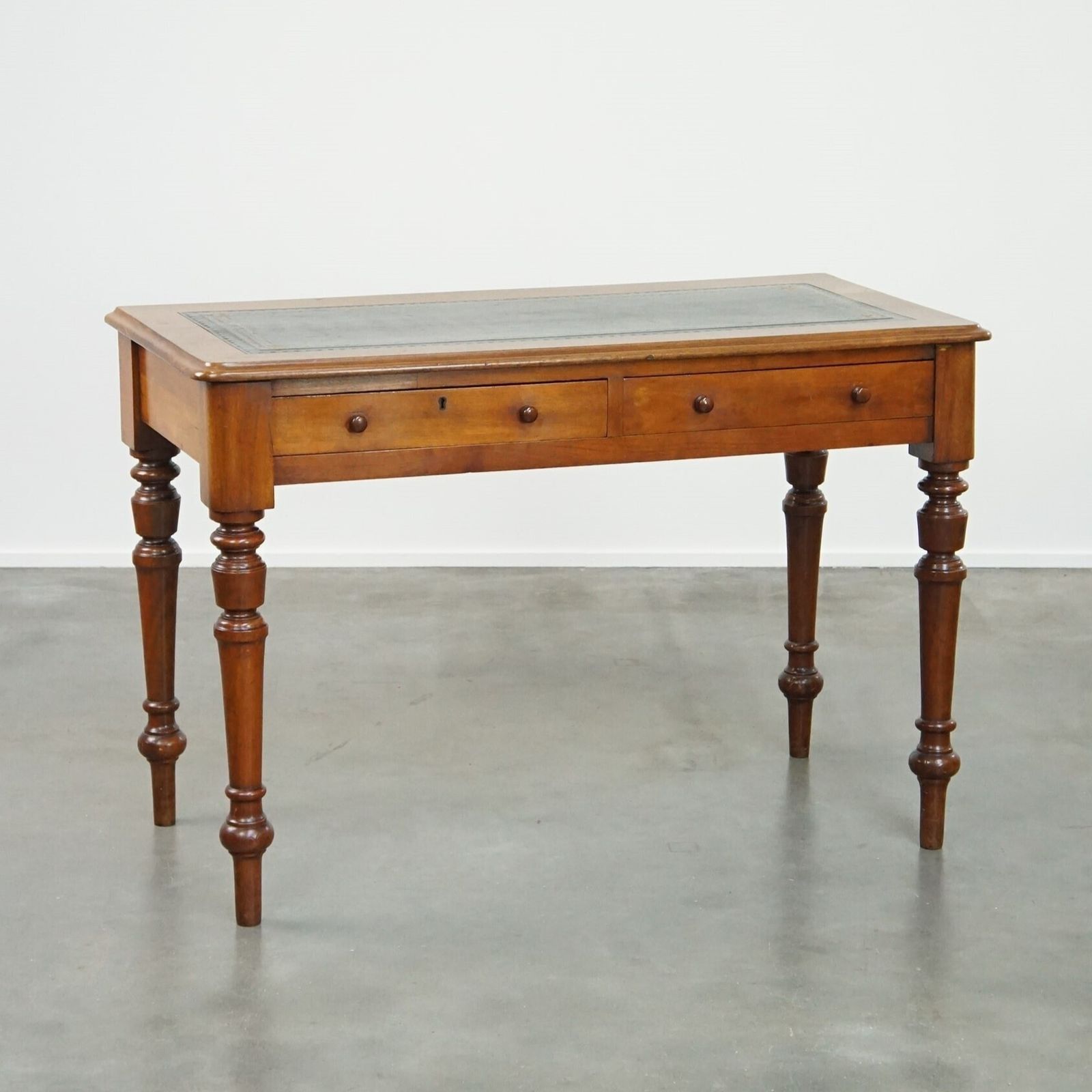 Beautiful, Graceful And Elegant Antique English Writing Desk/Hall Table With A Leather Top