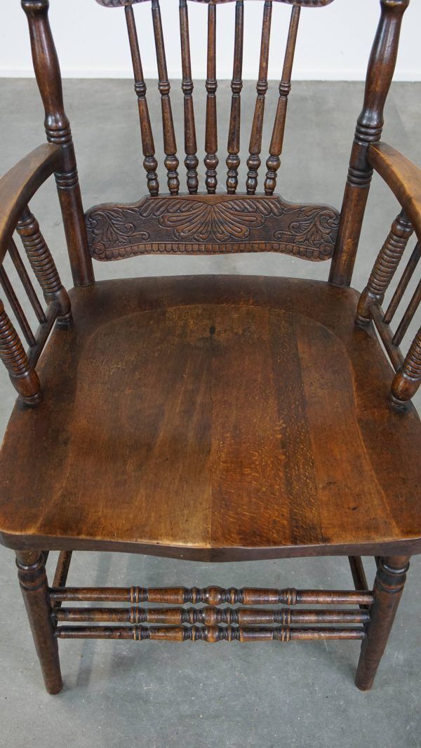 Beautiful Antique English Spindle Chair With Beautiful Carvings And A Charming And Graceful Appearance photo vinterior