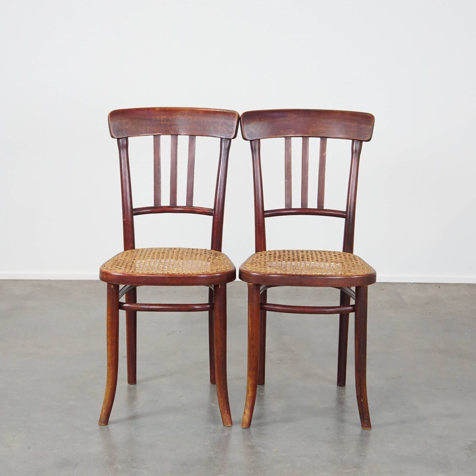 Set Of 2 Original Vintage Thonet Design Bistro Chairs With Matted Seat