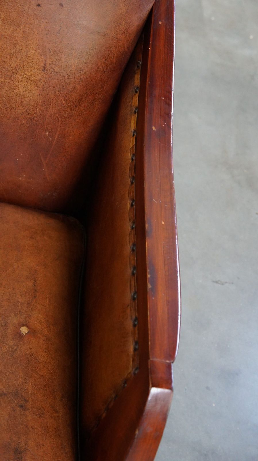 Unique, Stately, Comfortable Sheepskin Art Deco Design Armchair photo vintage