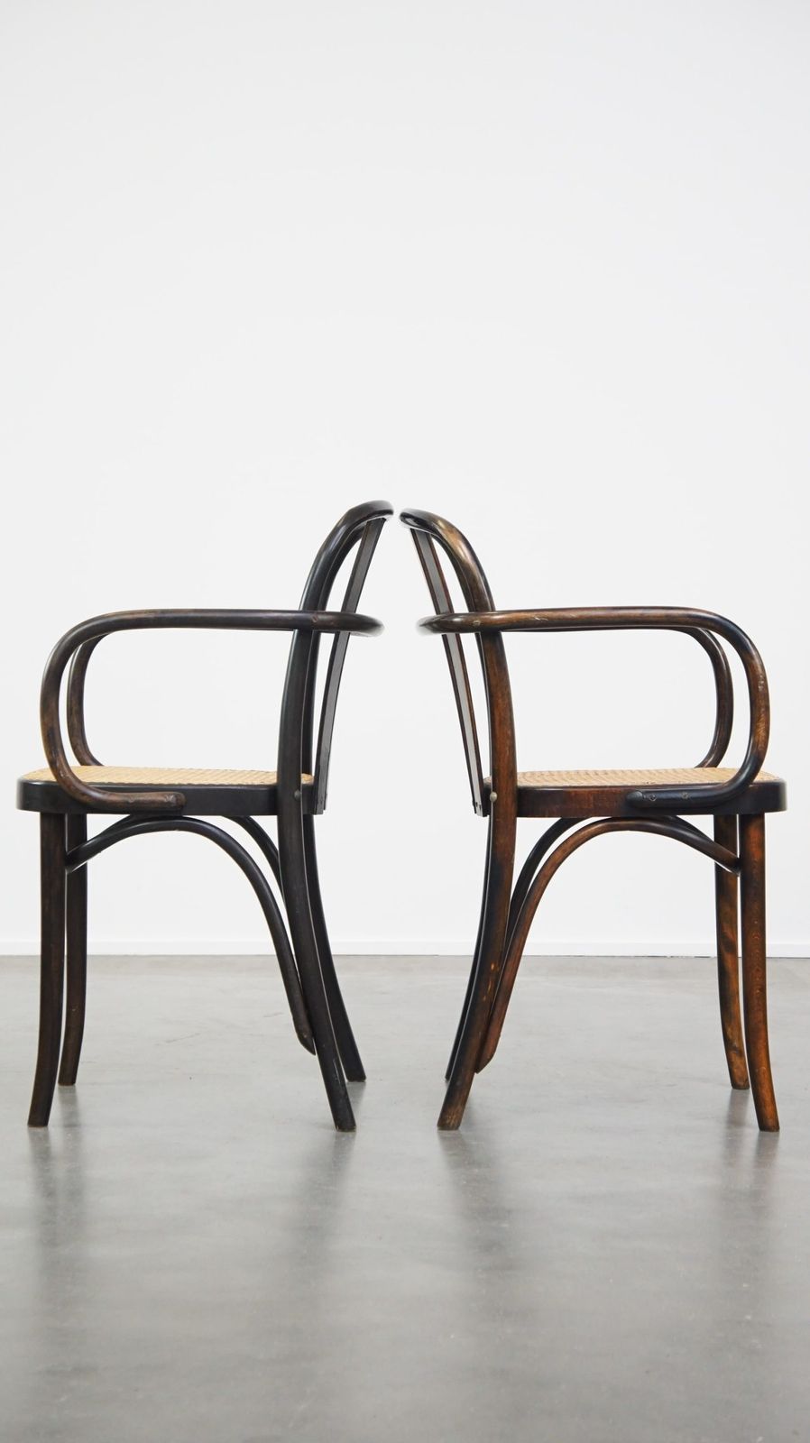 Set Of 2 Wooden Dining Chairs In Thonet Style With Wicker Seat photo Furniture