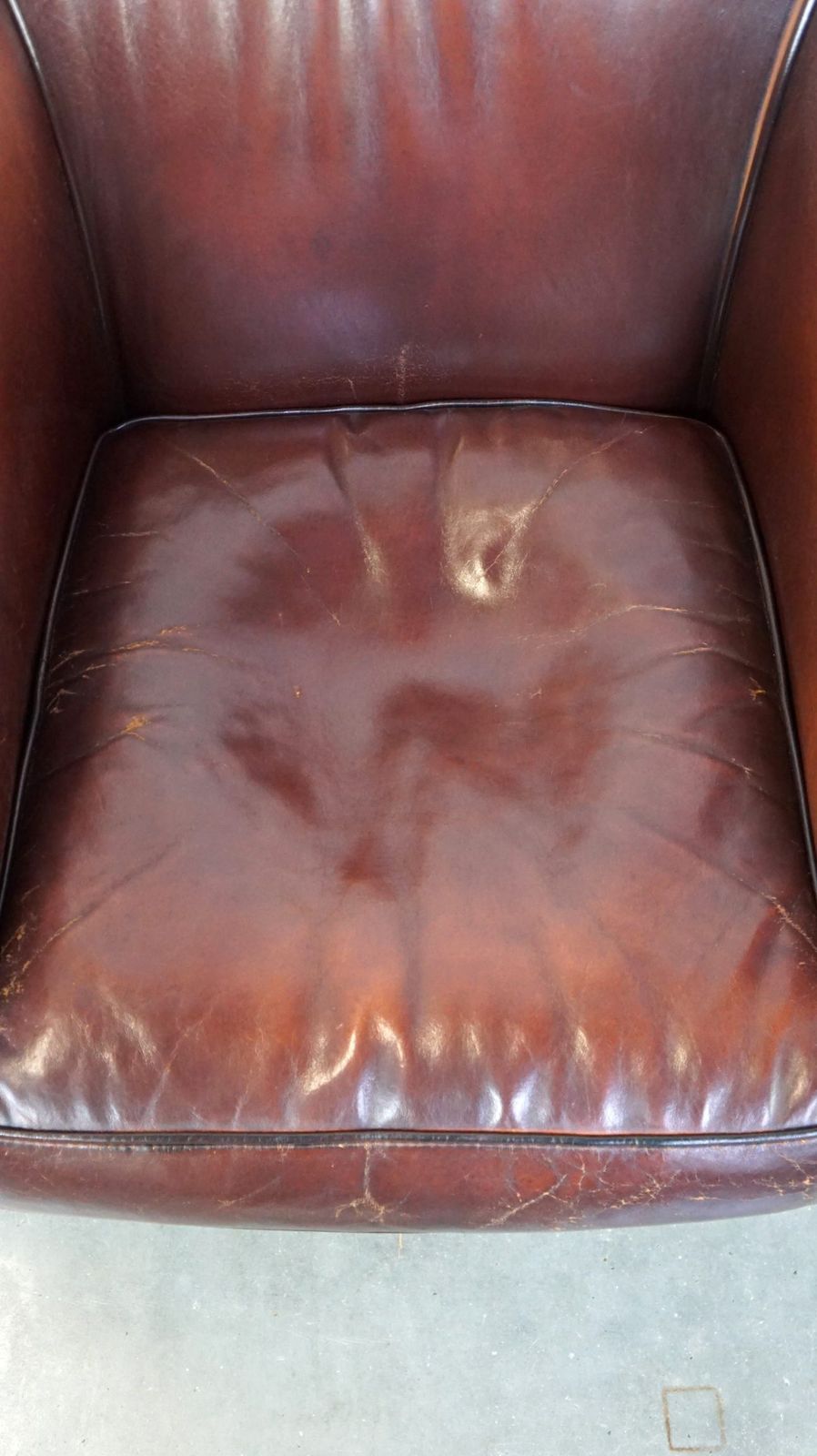 Nice Sheepskin Club Chair With A Beautiful Patina photo vinterior
