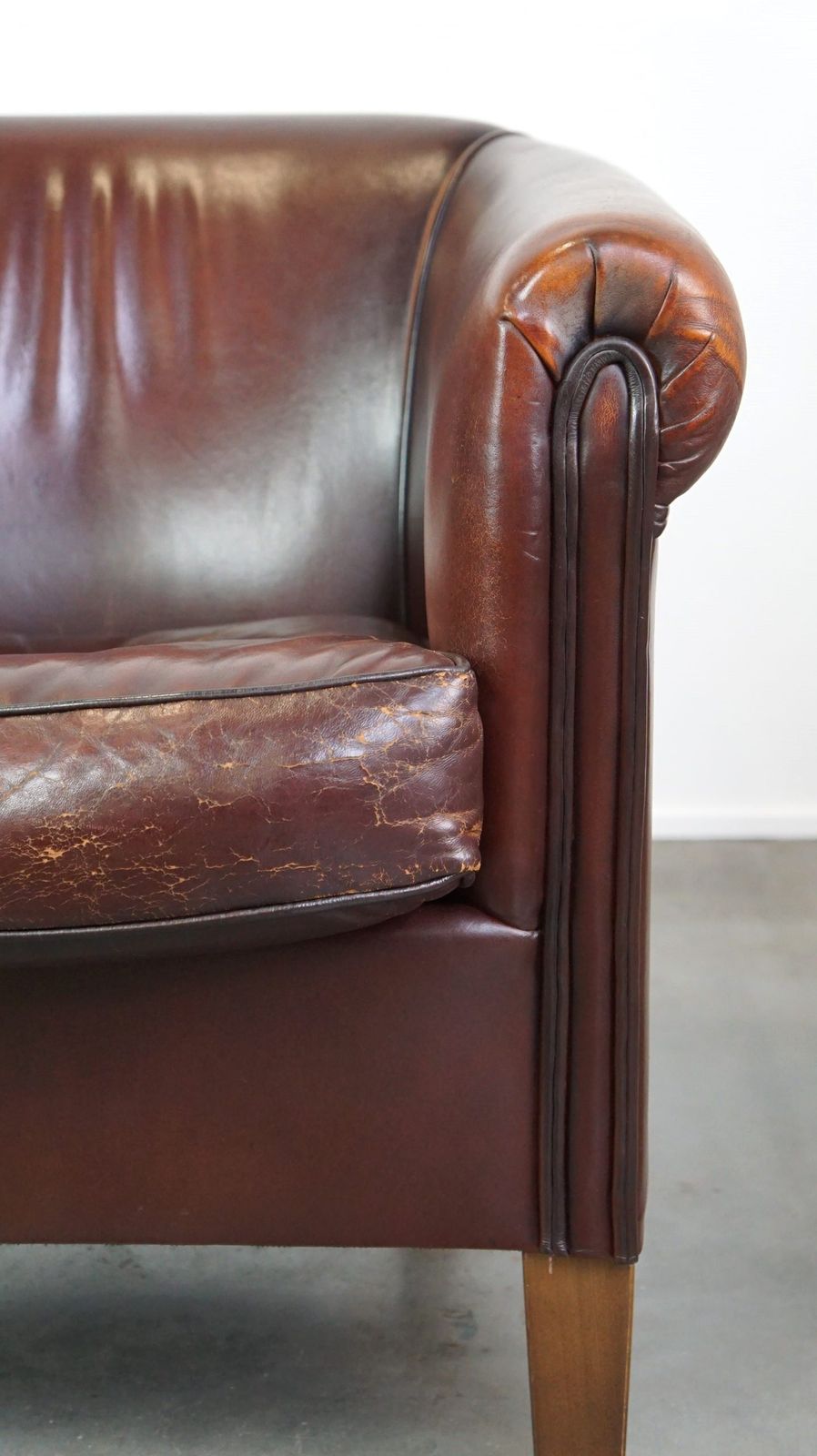photo furniture Nice Sheepskin Club Chair With A Beautiful Patina