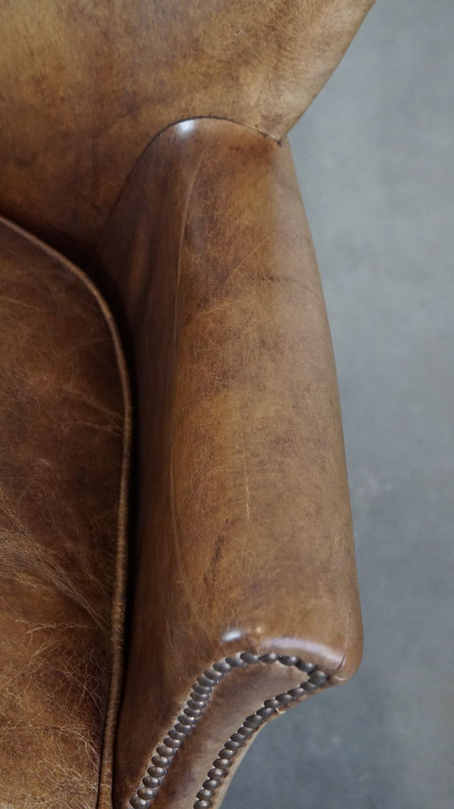 Subtle Cowhide Armchair With A Reversible Kilim Seat Cushion photo vintage